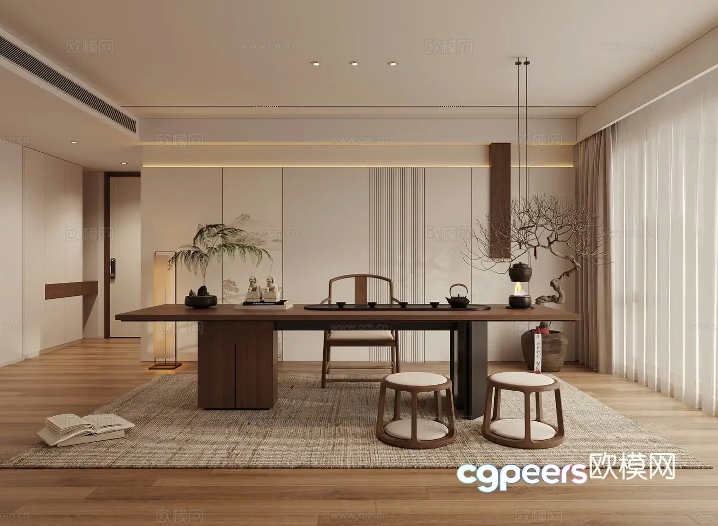 New Chinese Zen Tea Room 3D Model