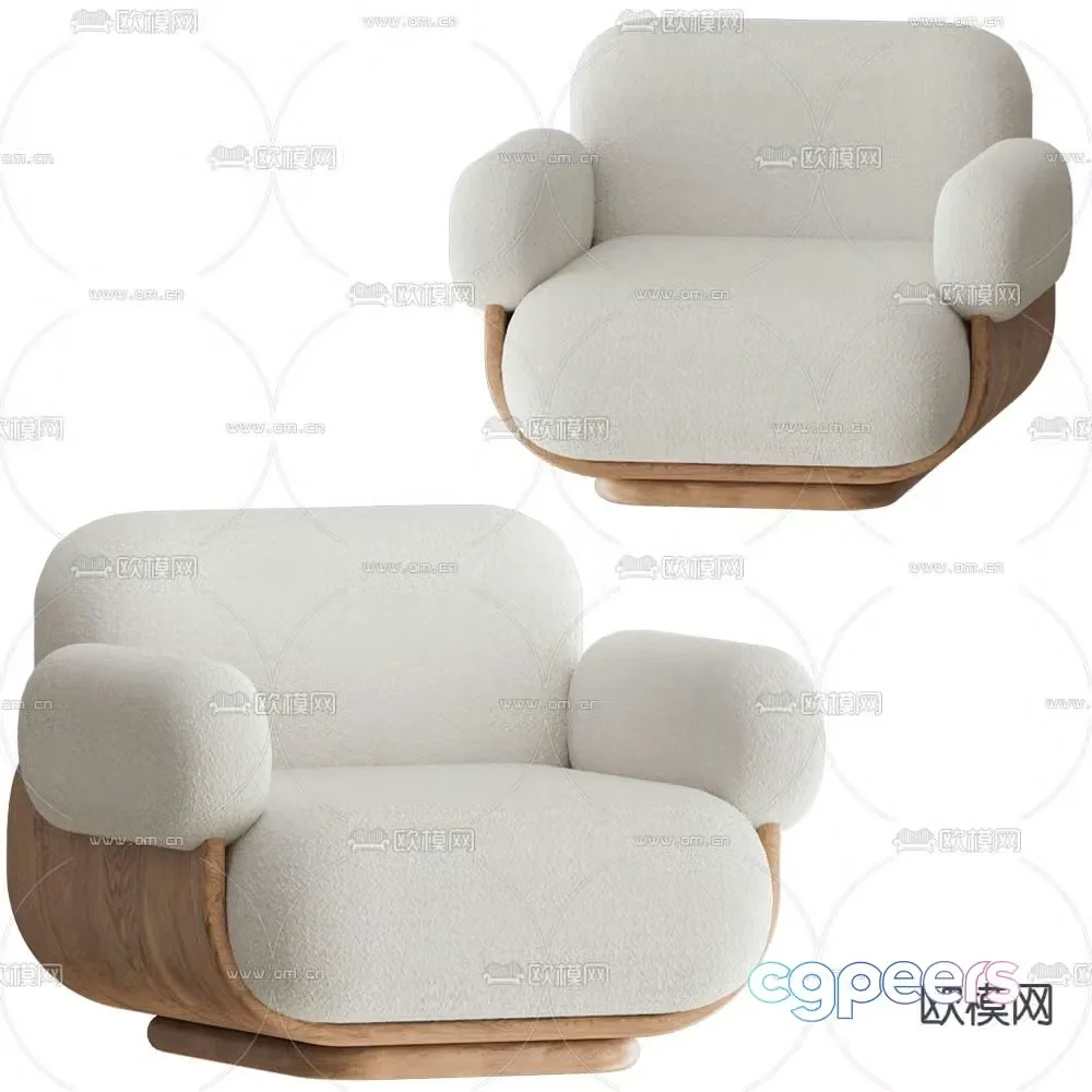 Carel Woodworks Single Sofa 3d model