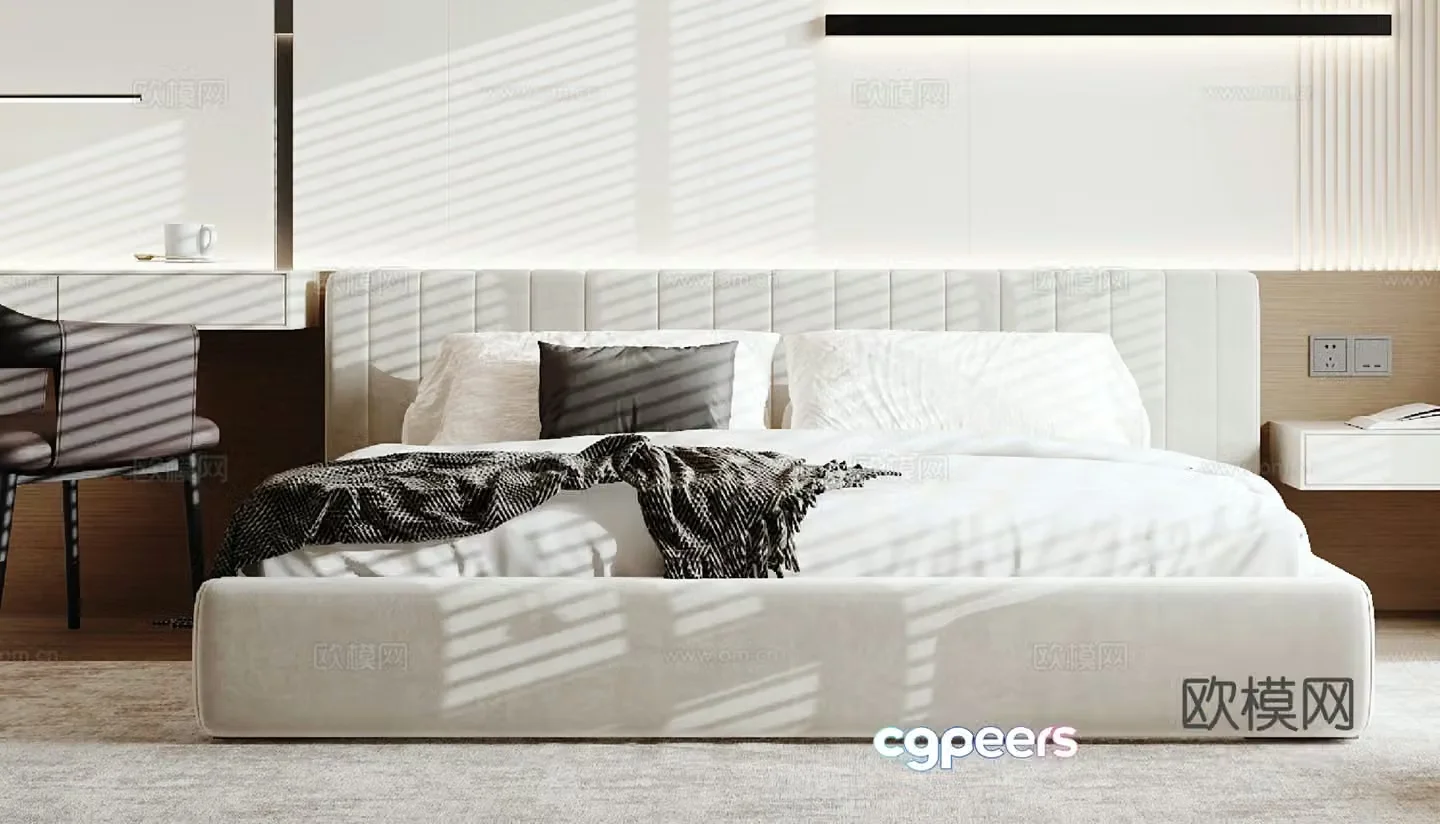 Modern double bed 3d model