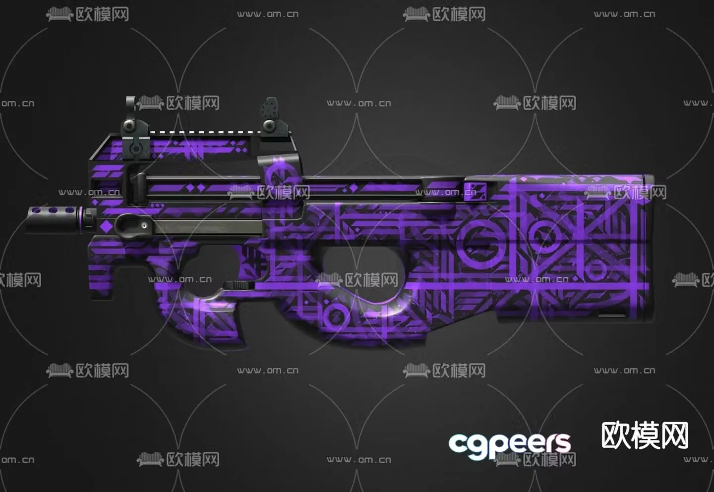 Purple pistol toy rifle 3d model