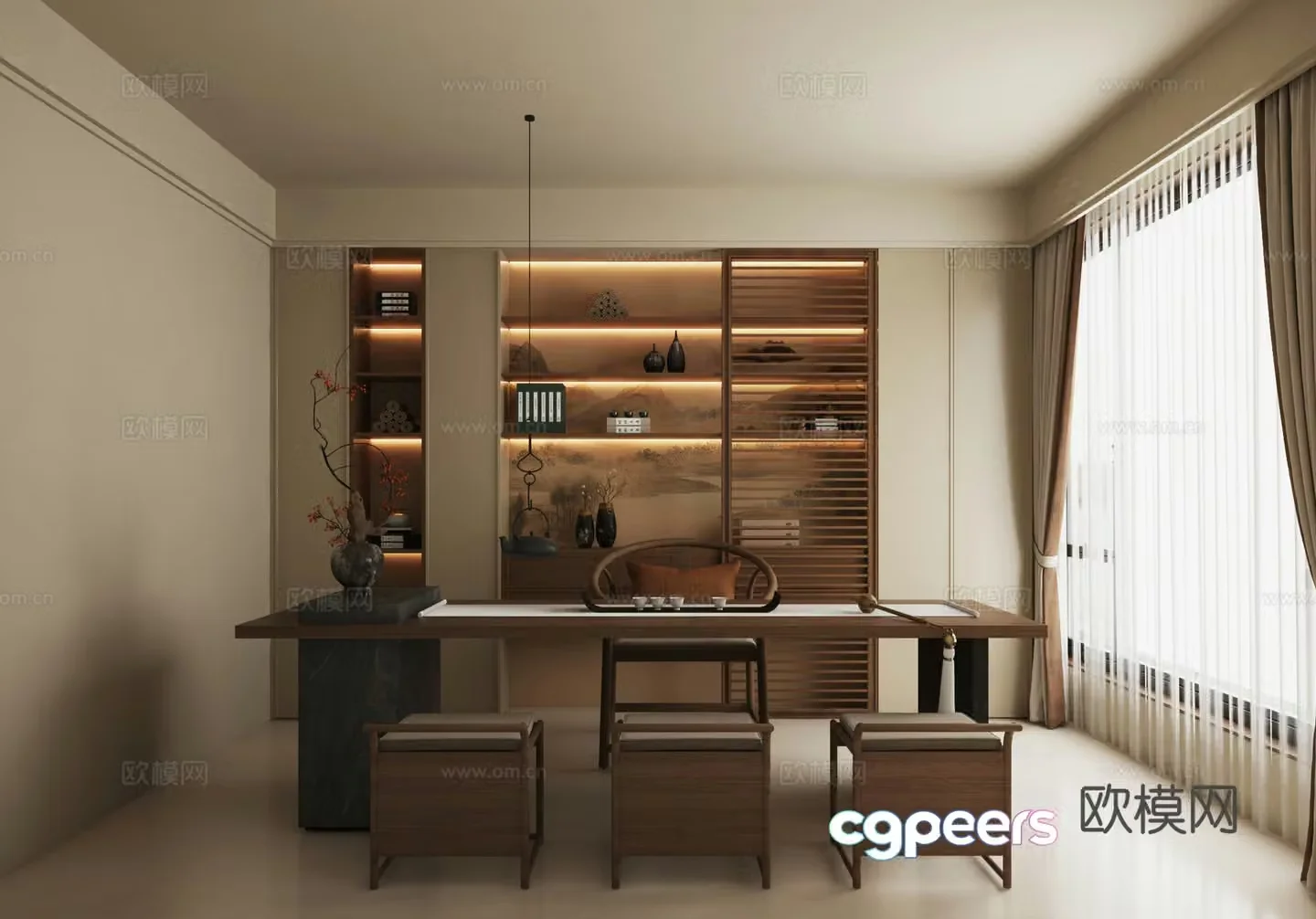 Song-style tea room New Chinese-style tea room Office tea room 3D model