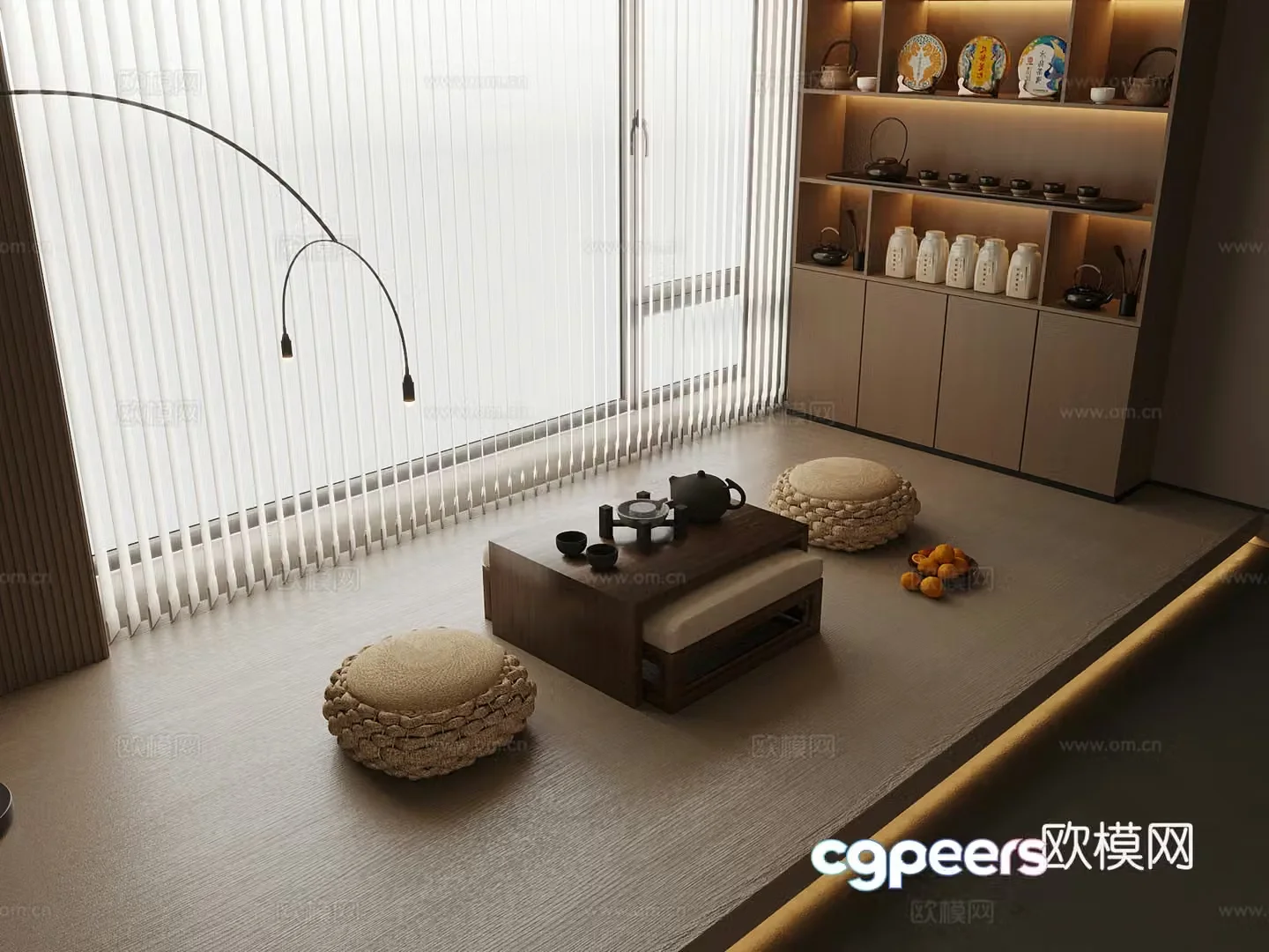 New Chinese-style tea room tatami tea table 3D model
