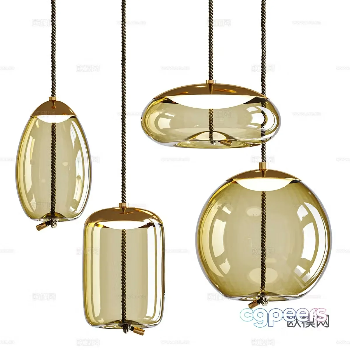 Modern light luxury spherical glass decorative chandelier 3d model