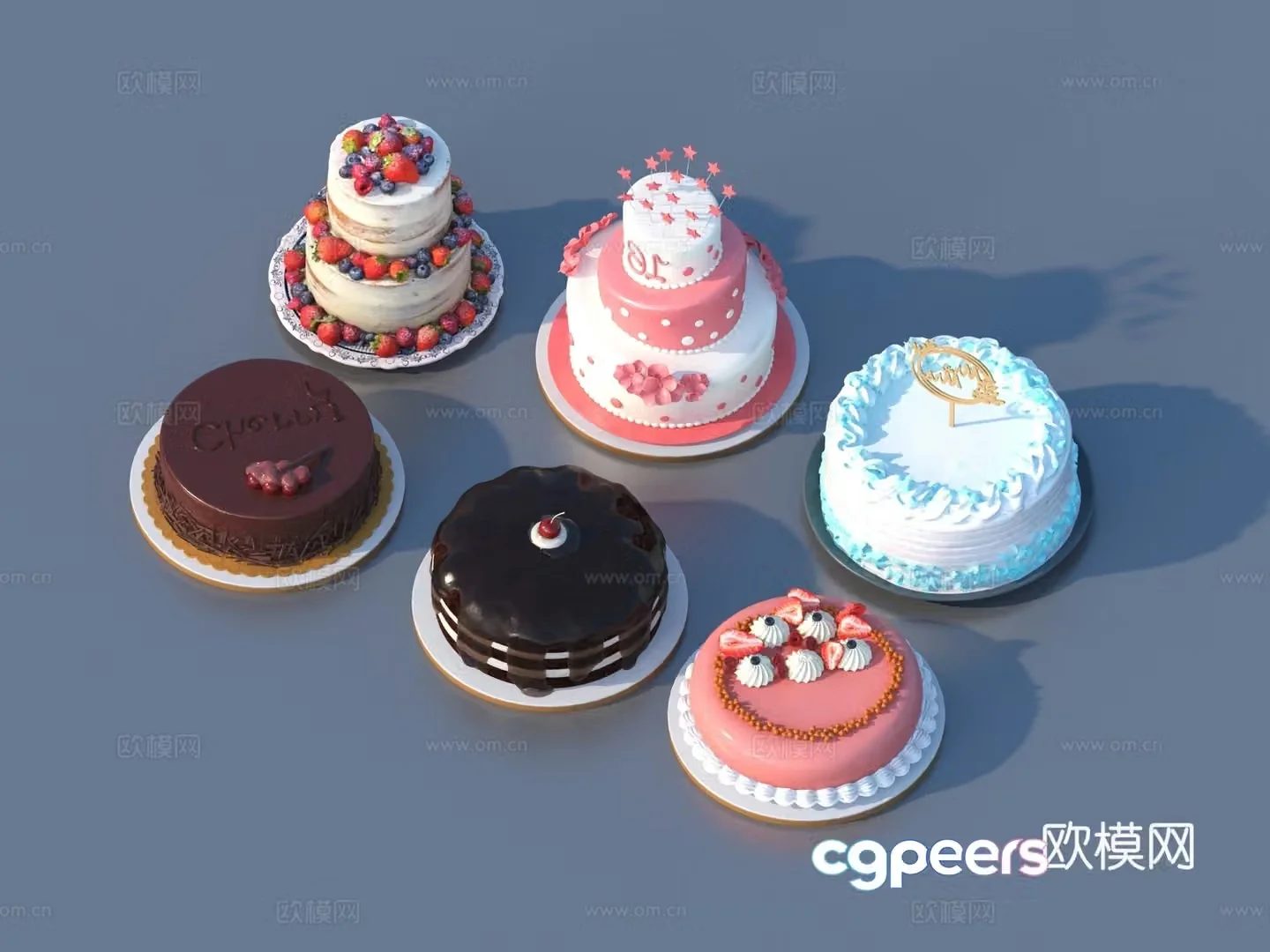 Bread Birthday Cake Pastry Food 3d Model