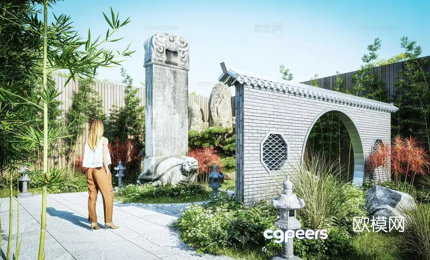 Chinese courtyard landscape 3d model