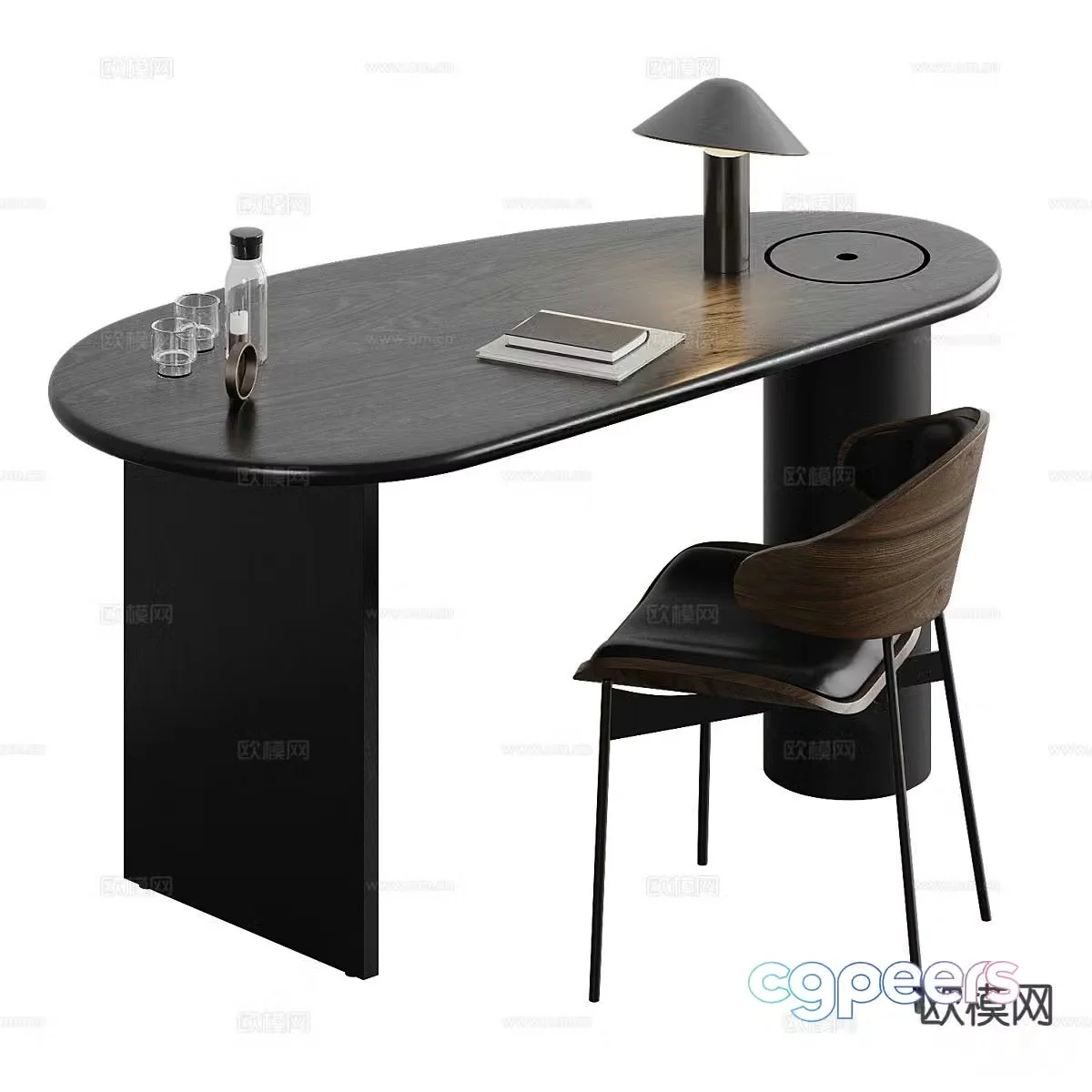 Italian desk chair desk 3d model