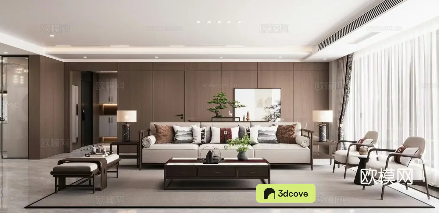 New Chinese style living and dining room