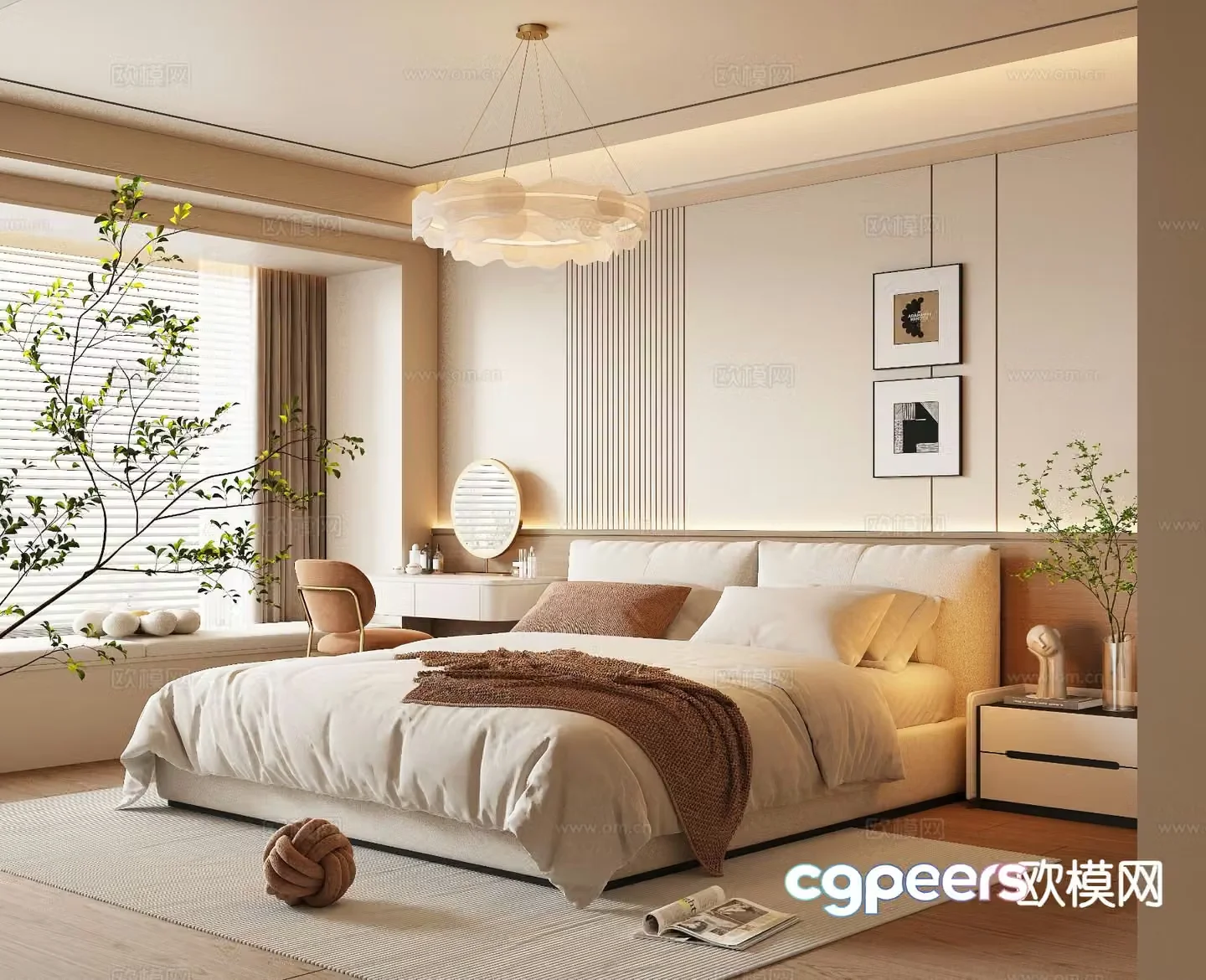 Cream style bedroom master bedroom 3d model