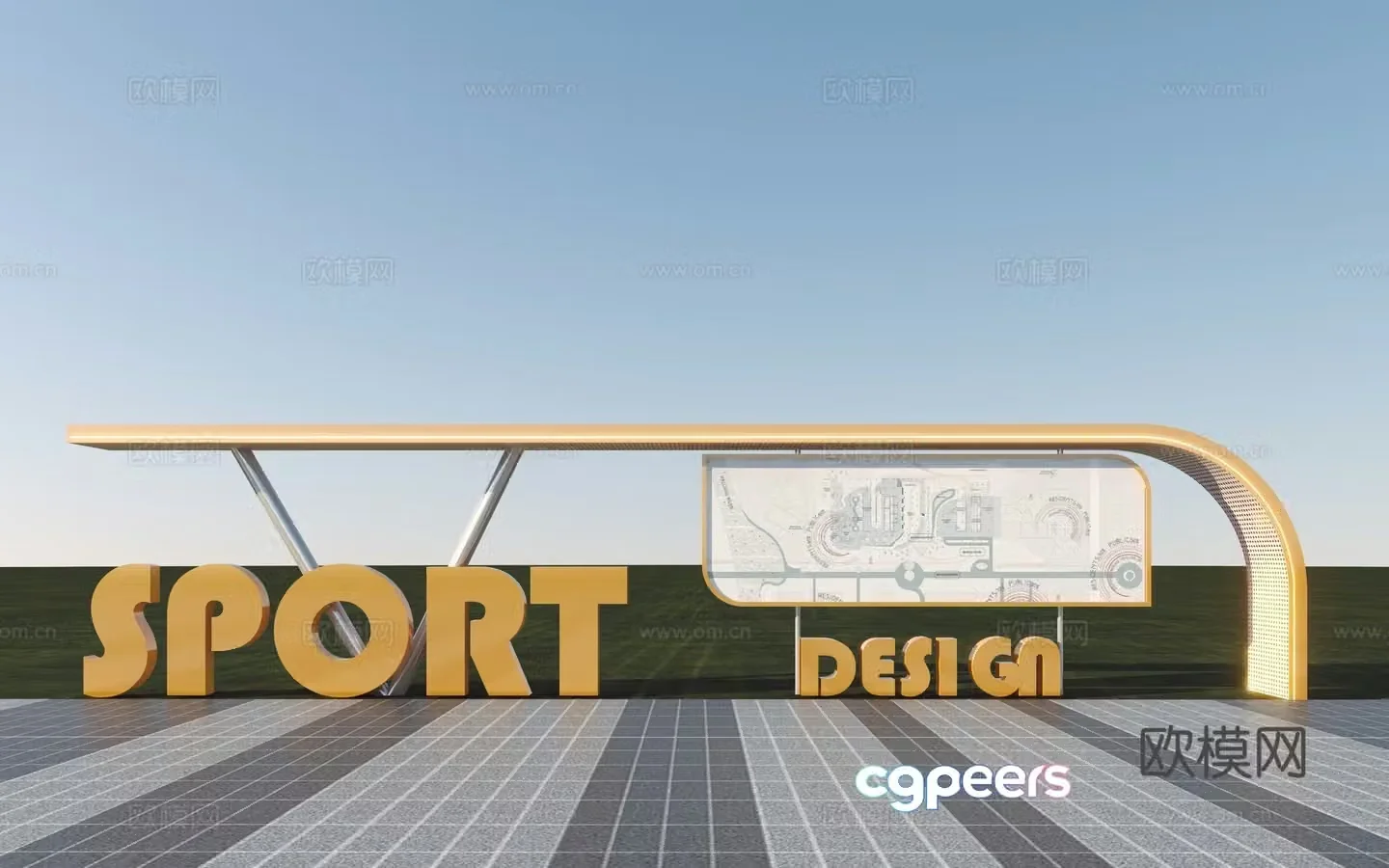 Modern landscape sculpture outdoor sketch internet celebrity check-in point 3D model