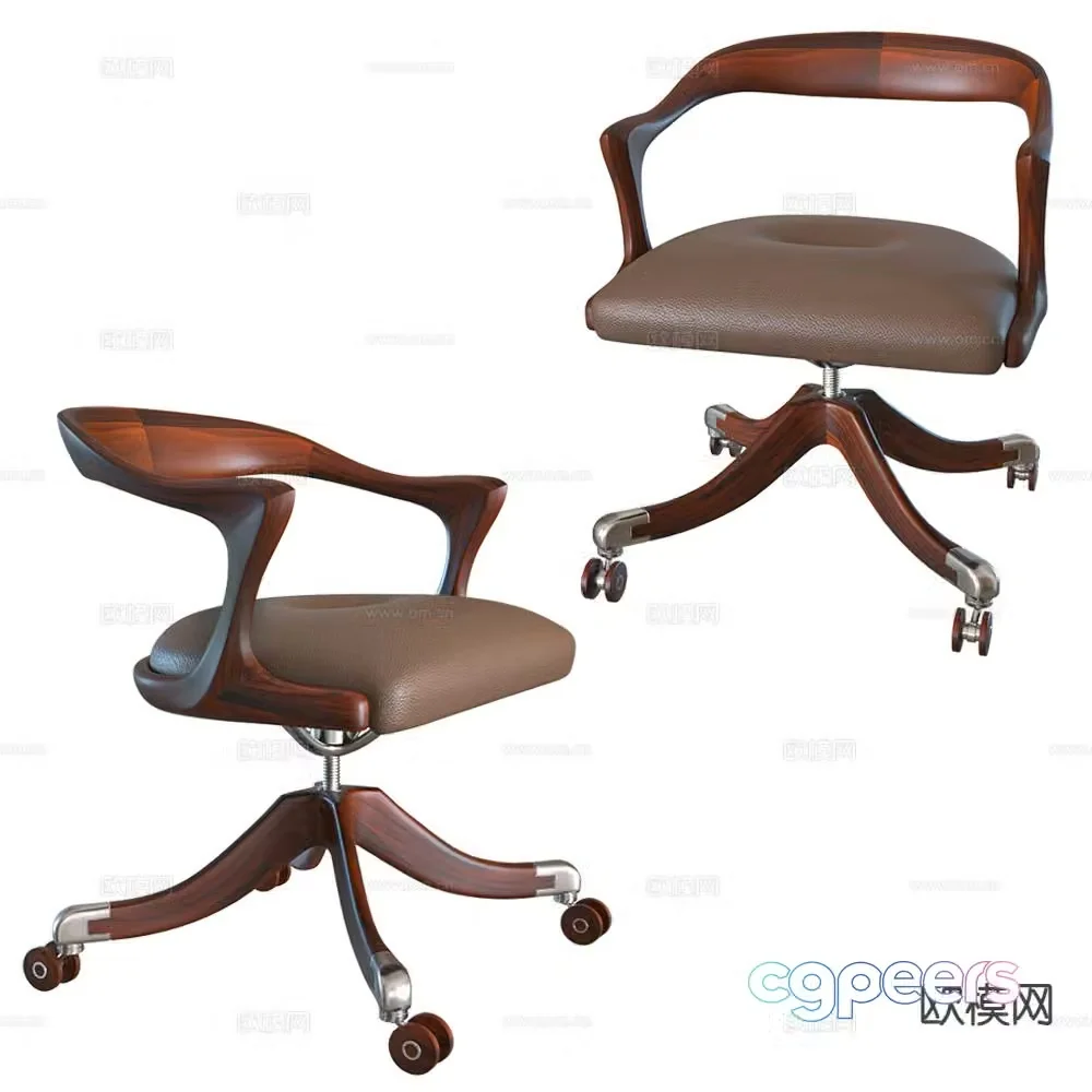 Medieval style office chair conference chair 3d model