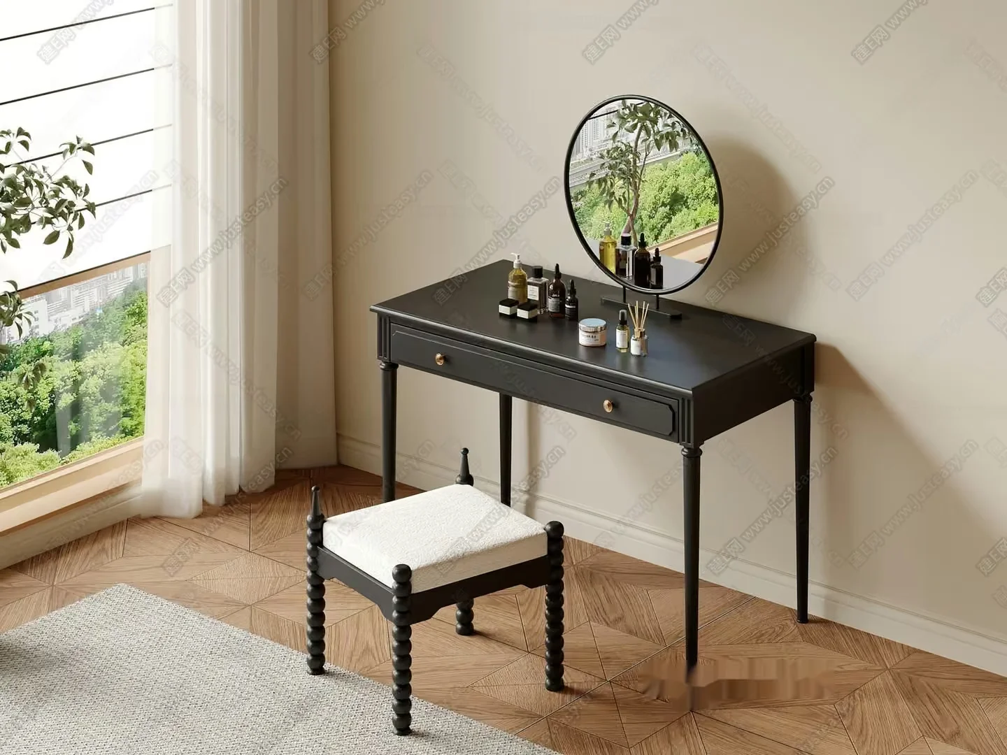 A Black Vanity Table 3D Model – 1238 – VRAY Render