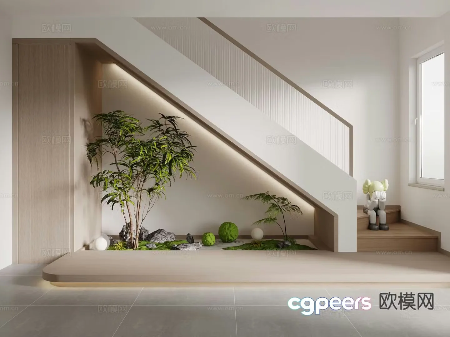 Modern stairwell landscape sketch 3d model