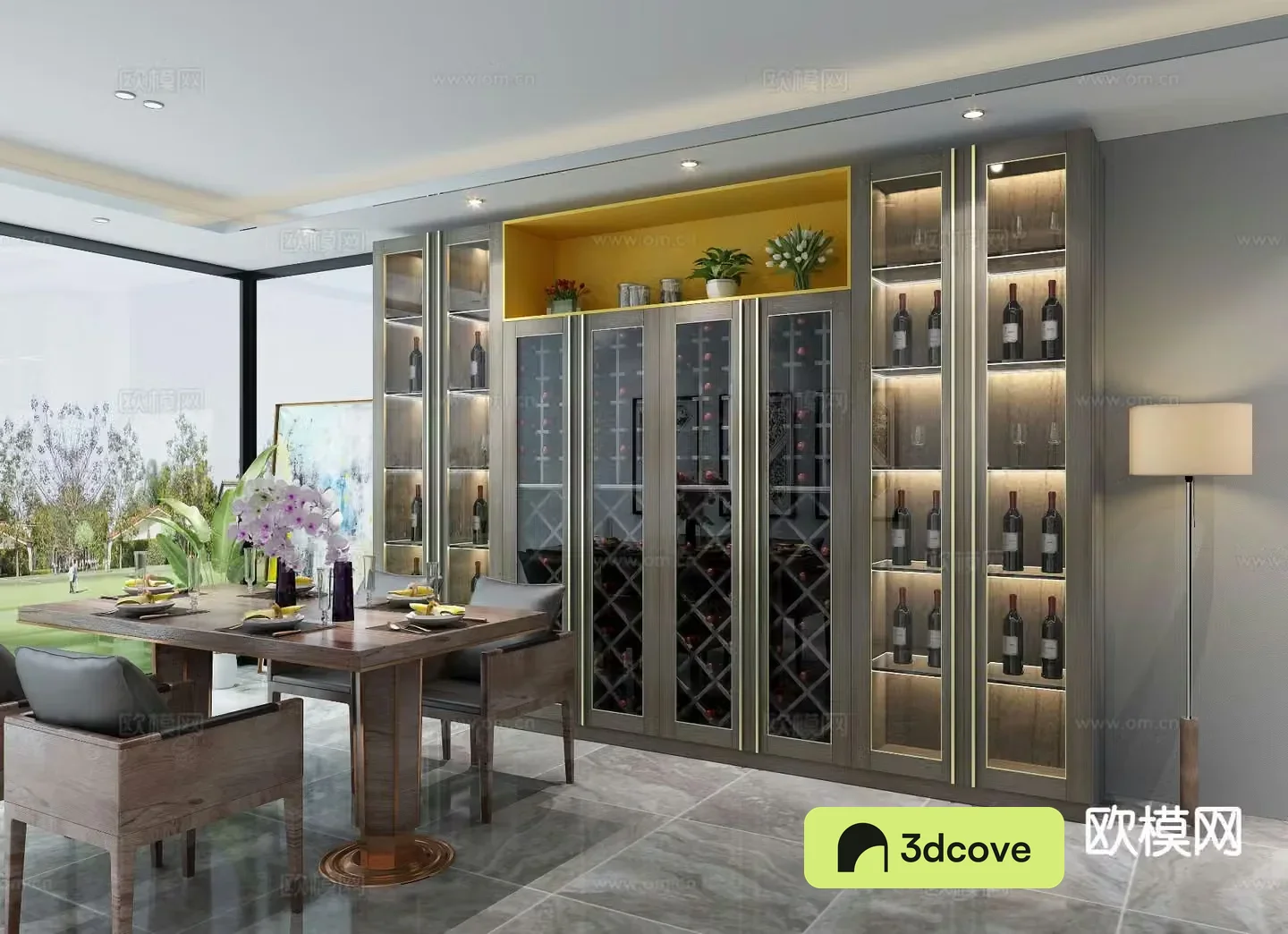 Modern glass wine cabinet sideboard