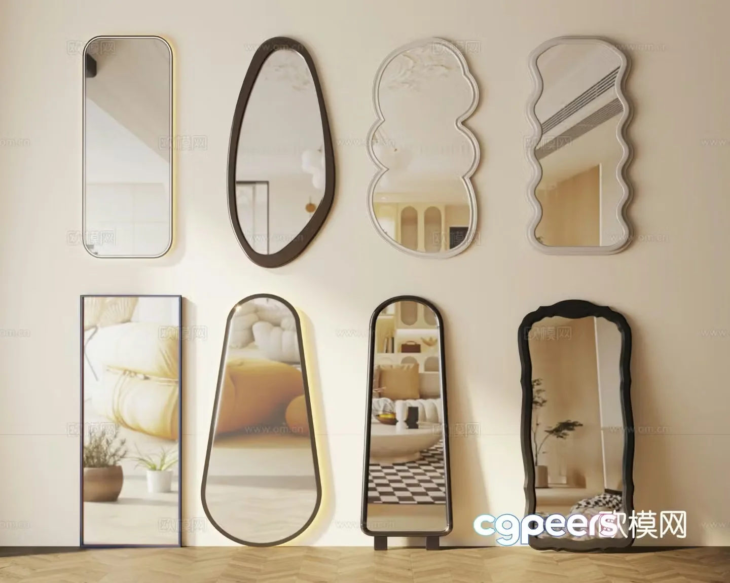Special-shaped mirror full-length mirror full-length mirror 3D model