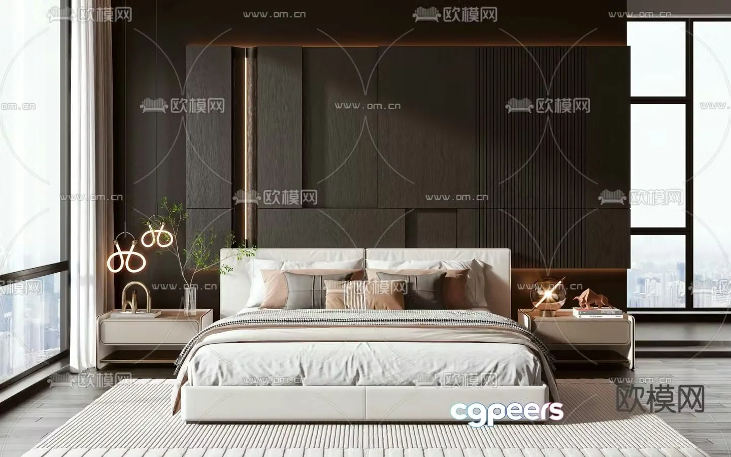 Modern double bed 3d model