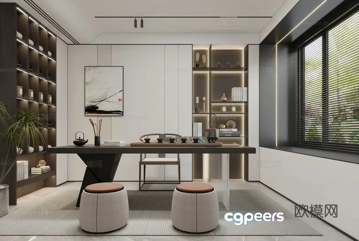 Modern ownerless tea room 3d model