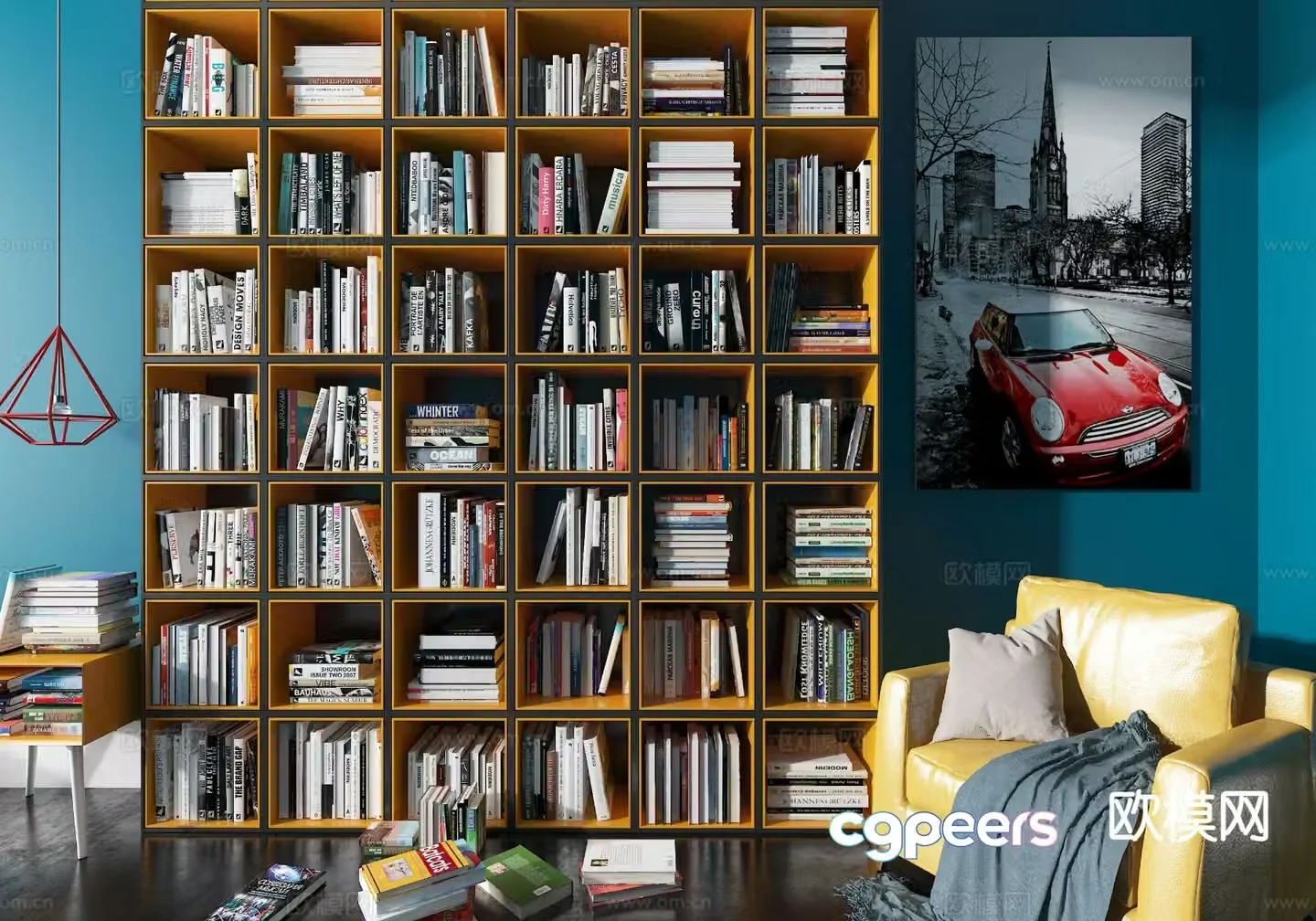 Modern bookcase bookshelf 3d model