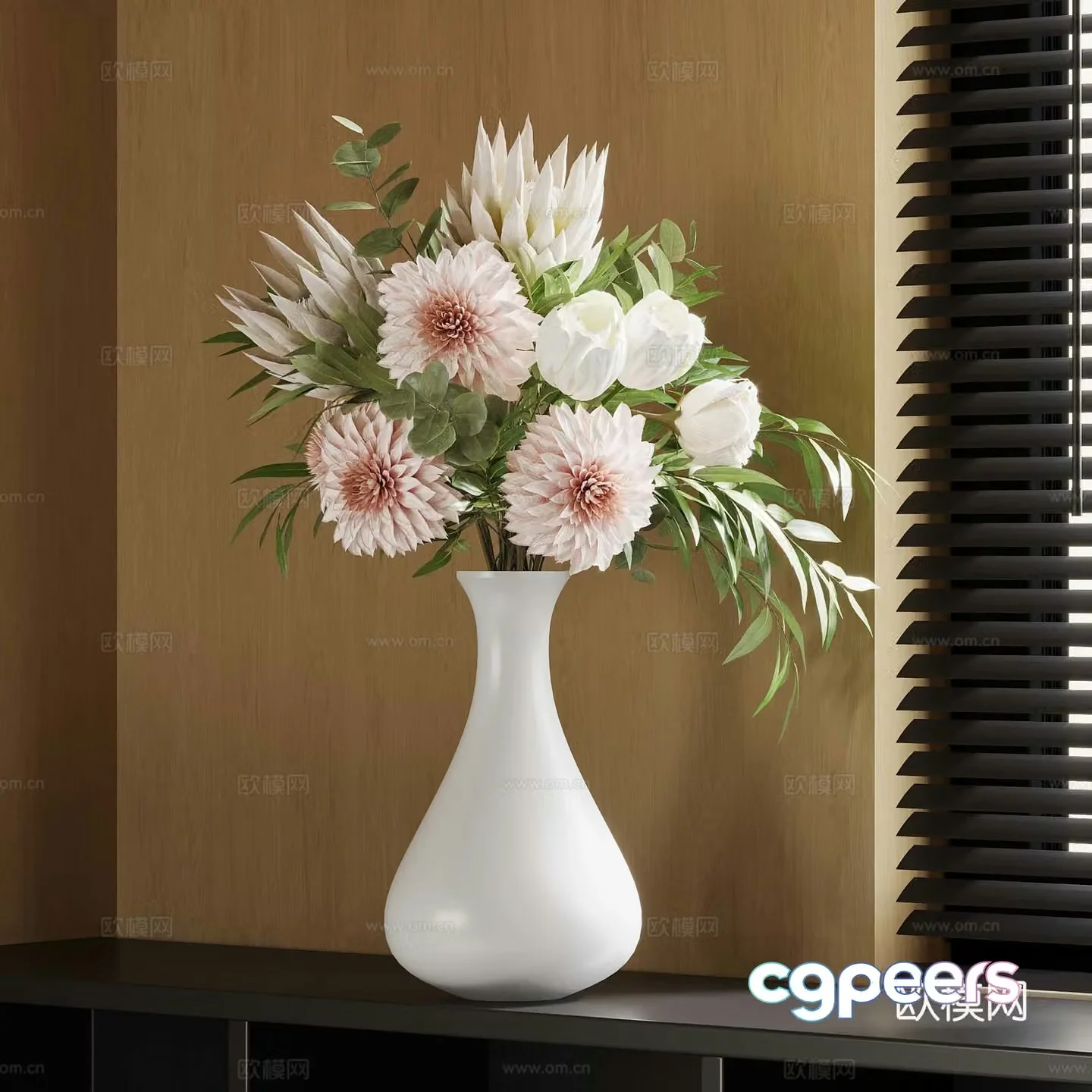 17 modern vase floral ornaments 3d model