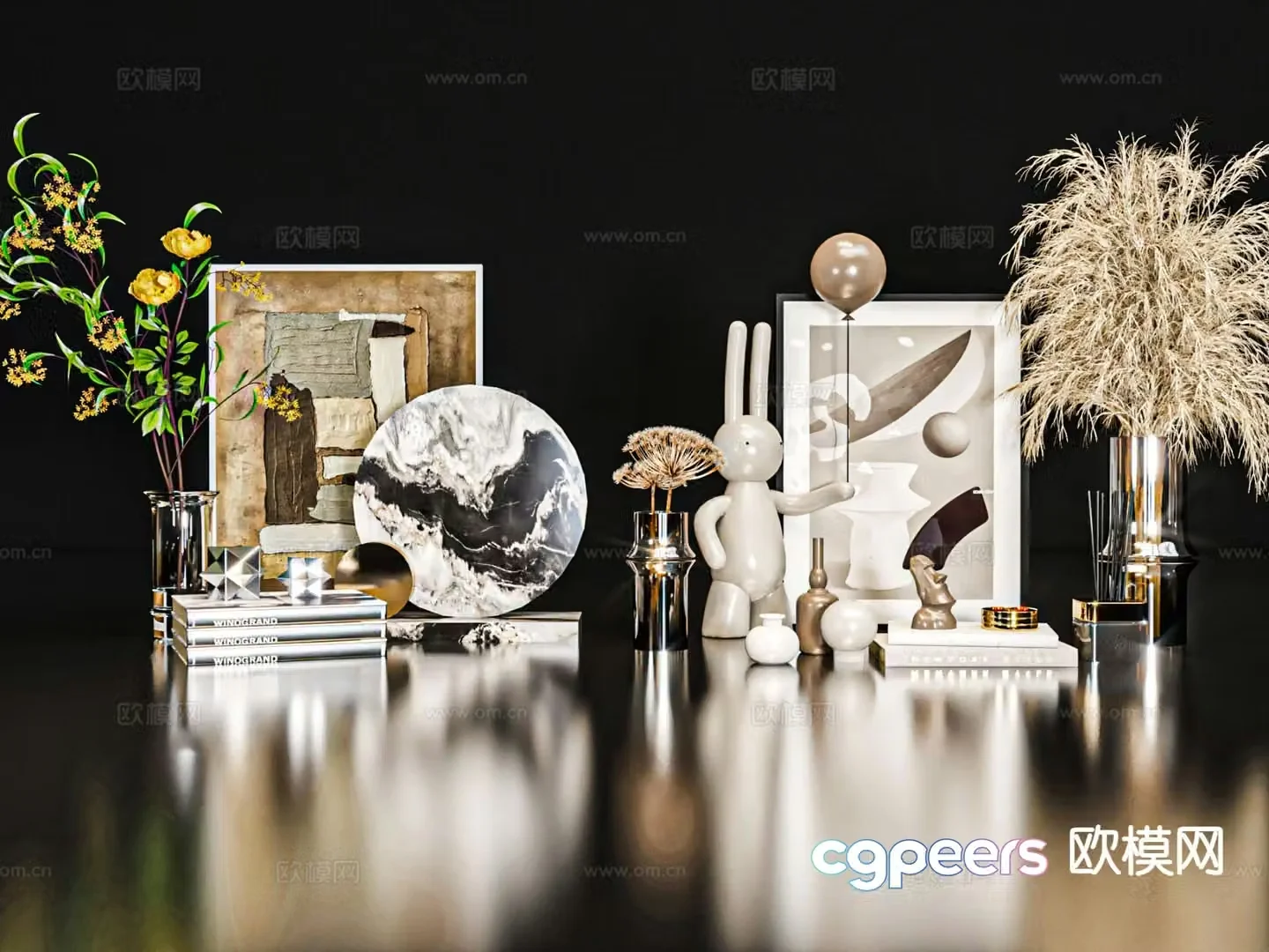 Ornaments vase books 3d model