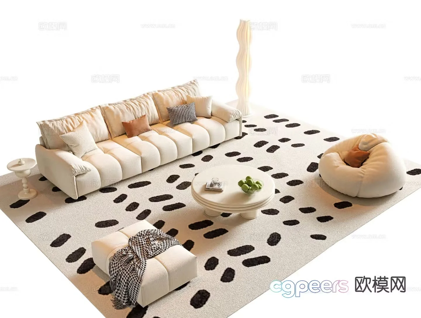 Cream style sofa modular sofa 3d model