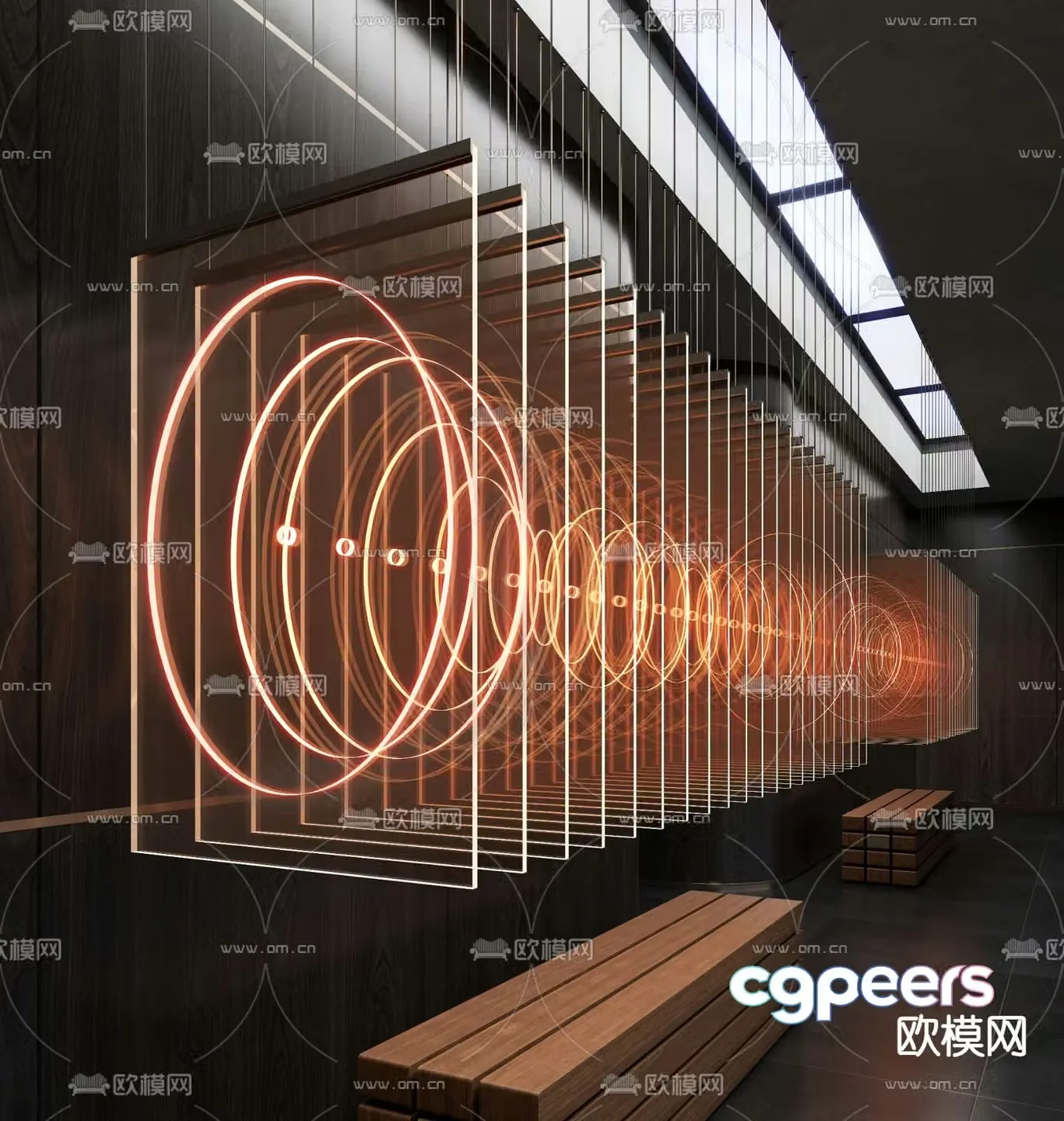 Bar neon light LED light guide plate tunnel decorative light 3d model