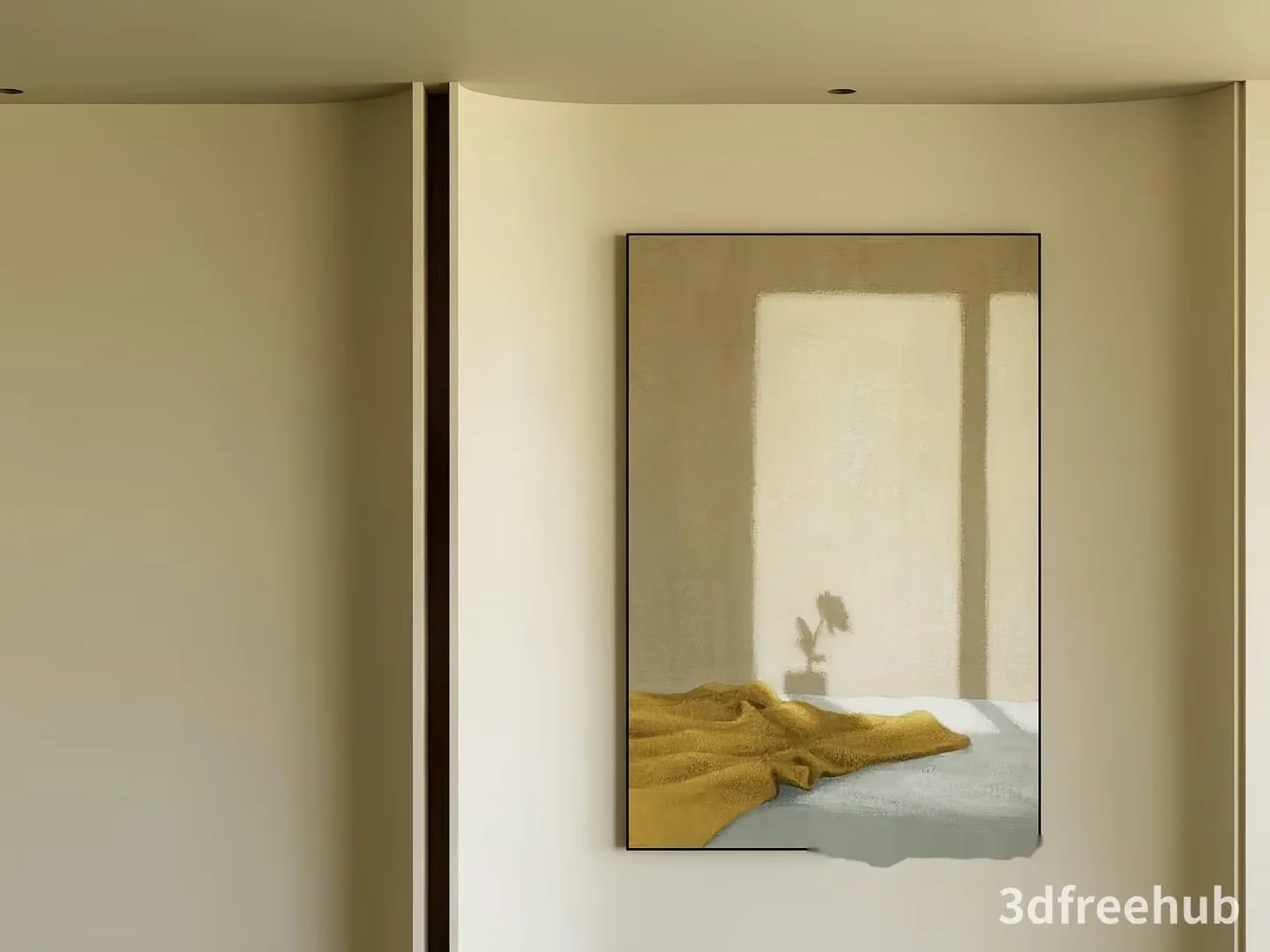 A Serene Room With A Painting Of A Bed 3D Model – 20580 – VRAY Render