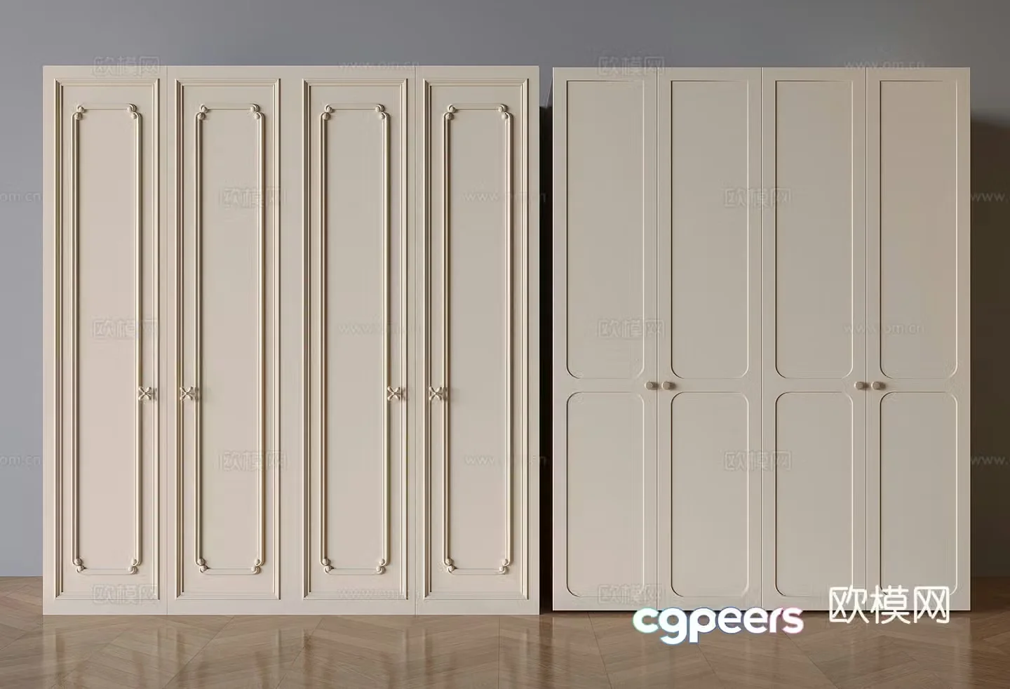 French wardrobe door panel 3d model