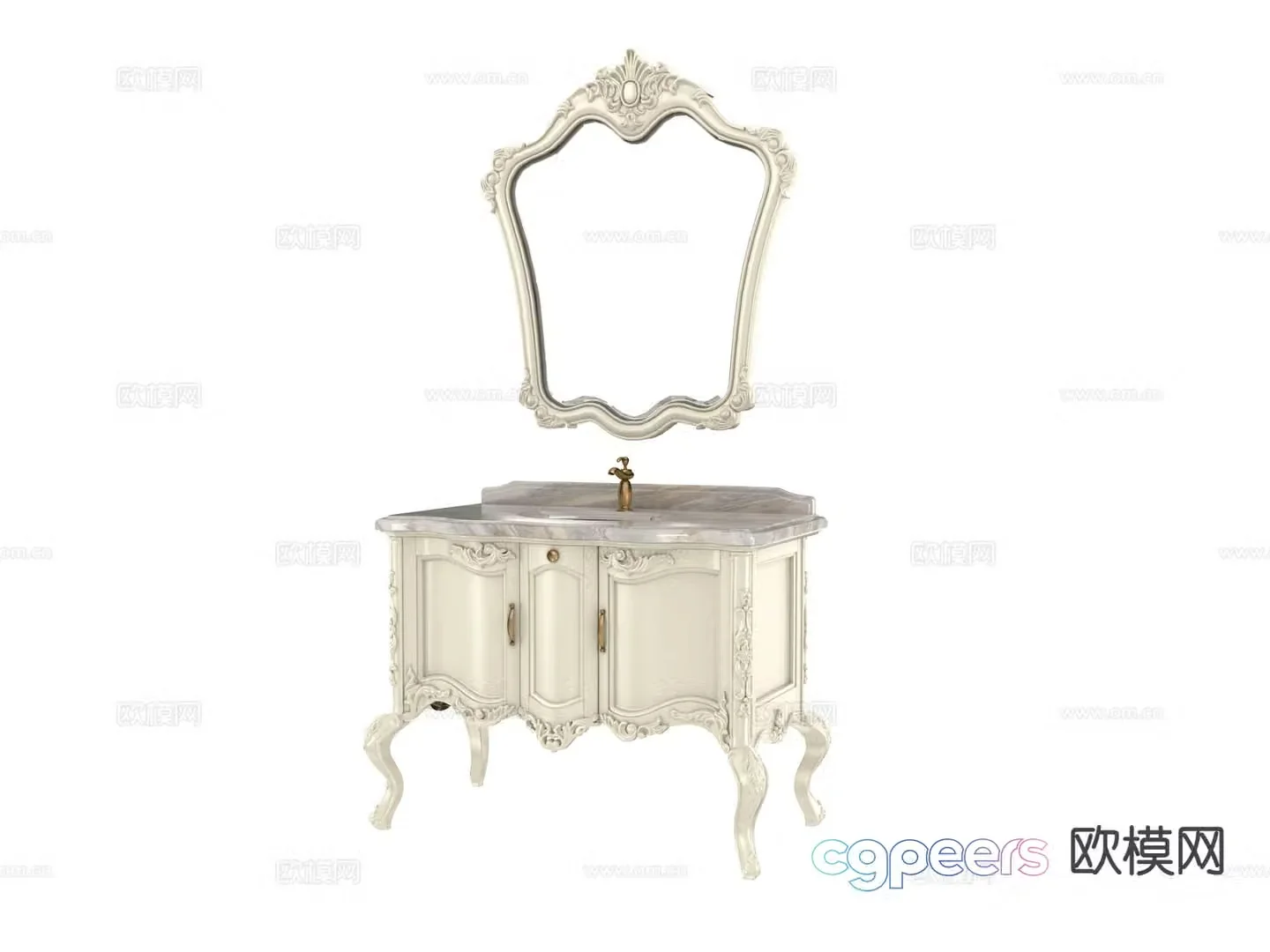 European bathroom cabinet sink 3d model