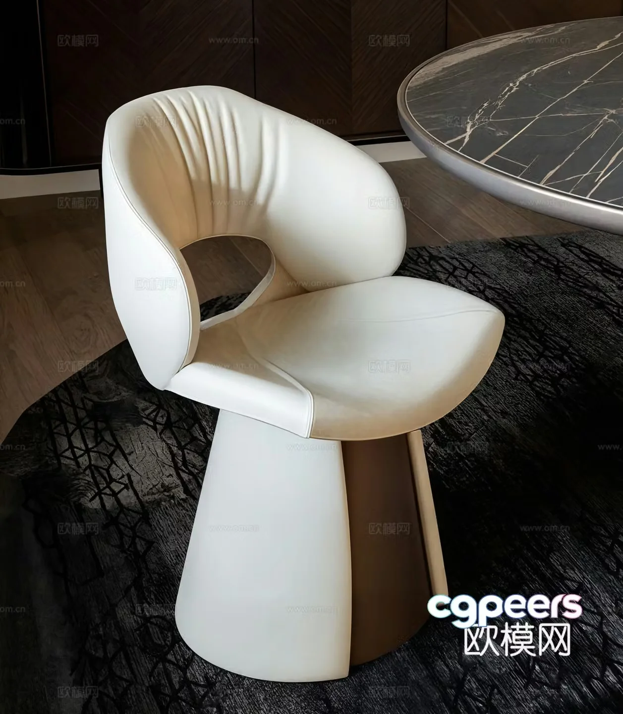 Italian dining chair Light luxury dining chair Backrest chair Leather chair Soft bag chair 3D model