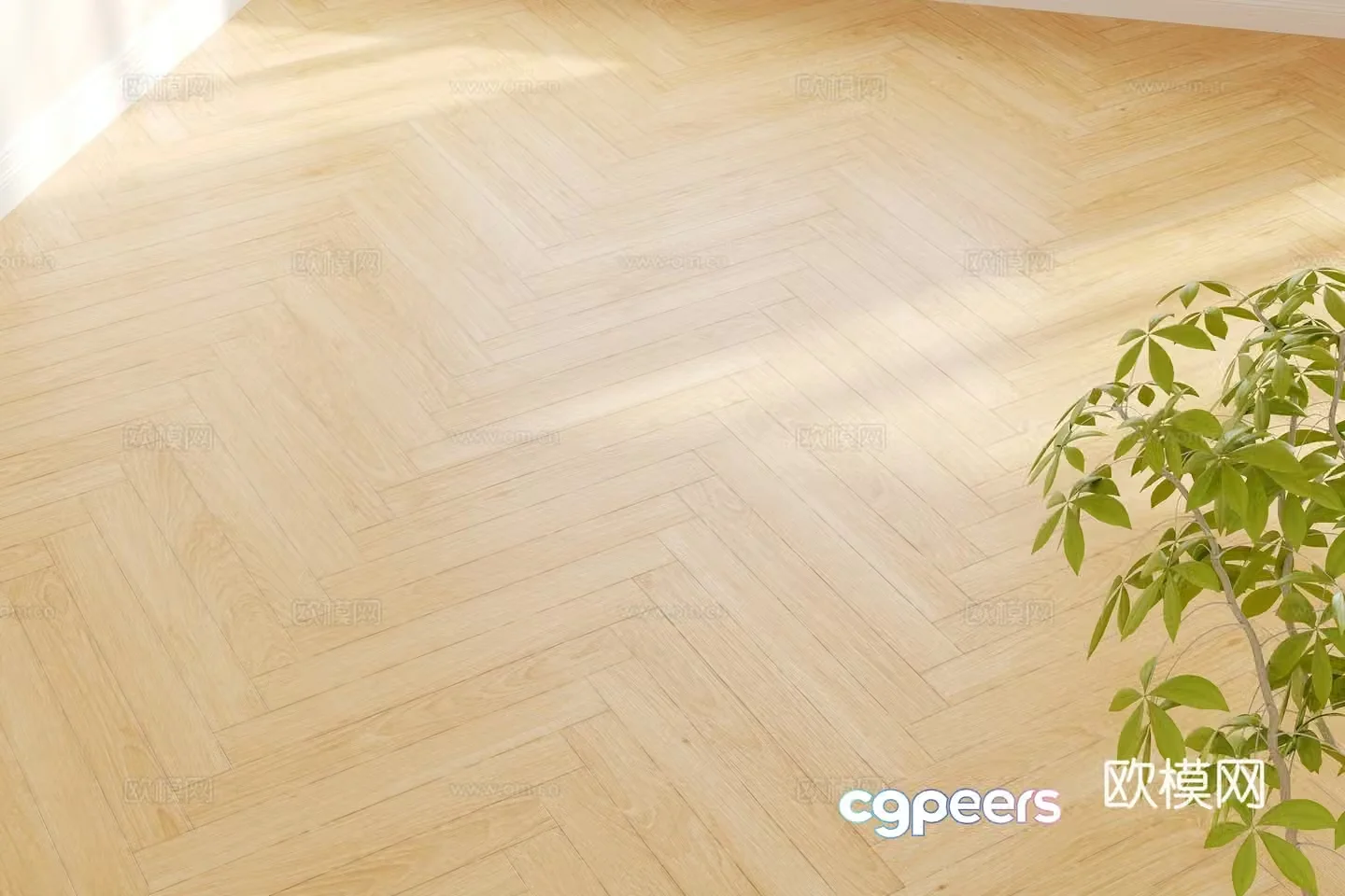 Modern herringbone wooden floor 3d model