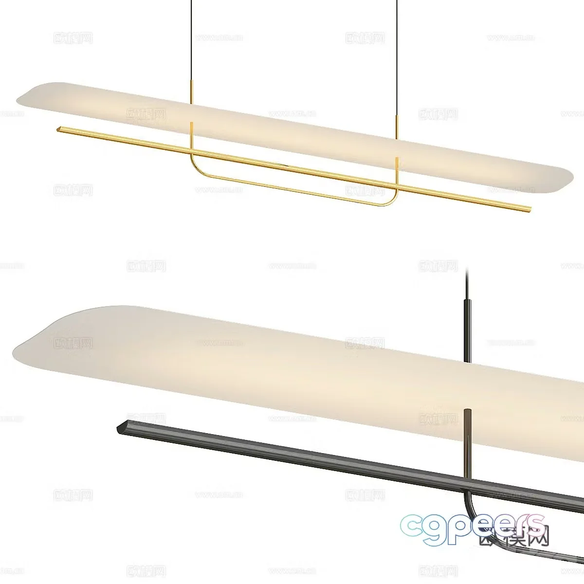 Modern minimalist craft strip chandeliers 3d model
