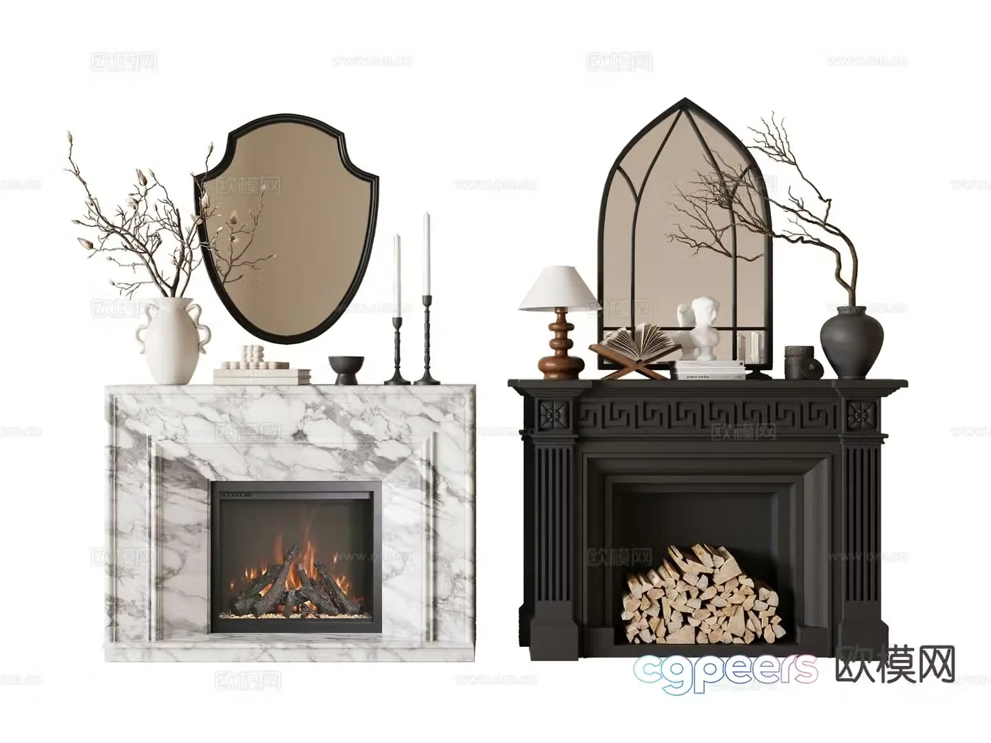 Middle-aged fireplace 3d model