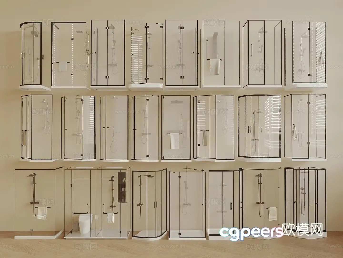 Shower room Shower room Shower partition Curved shower room Wet and dry separate shower room Shower 3d model