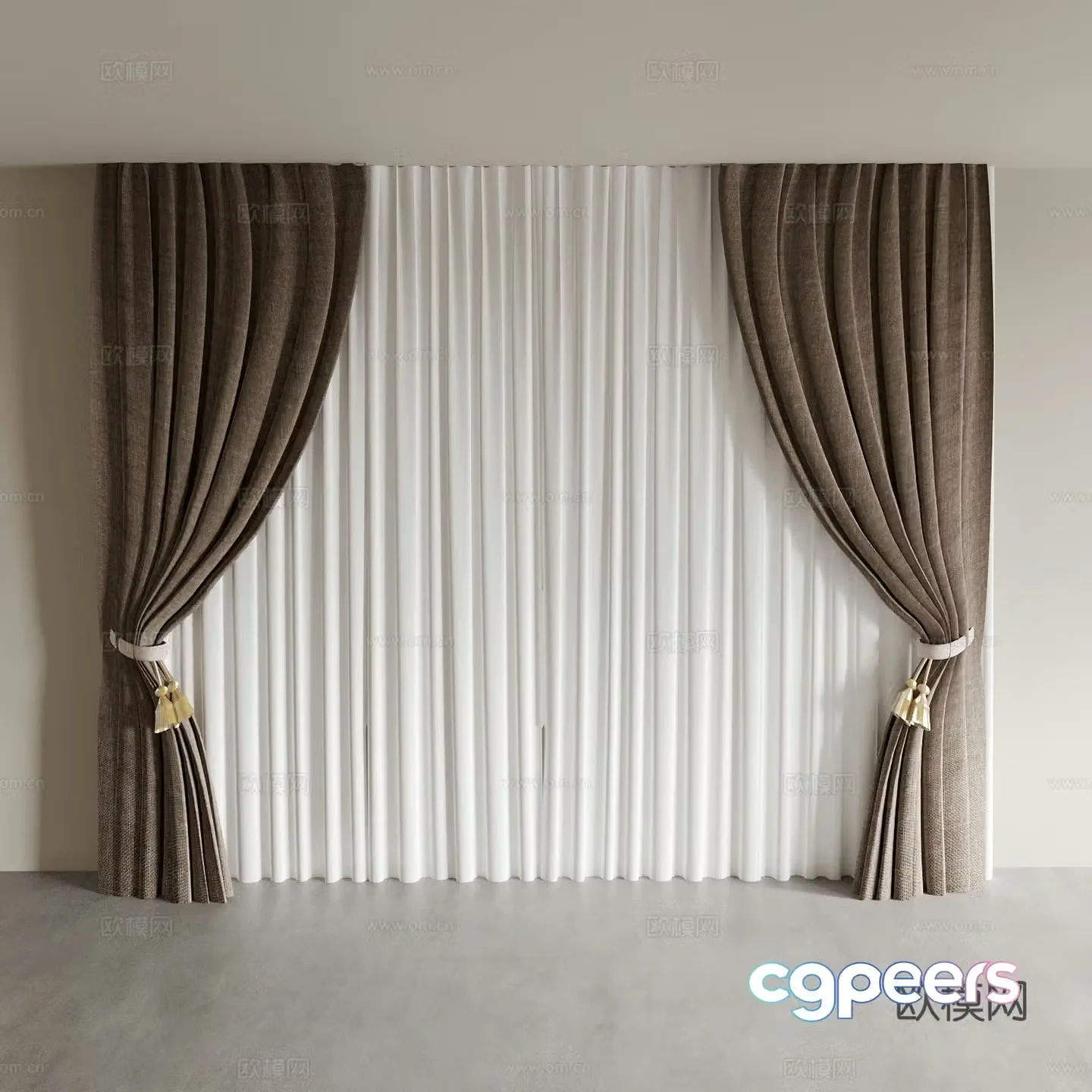 Curtains Roman curtains gauze curtains Living room curtains Bedroom curtains Study curtains 3D model