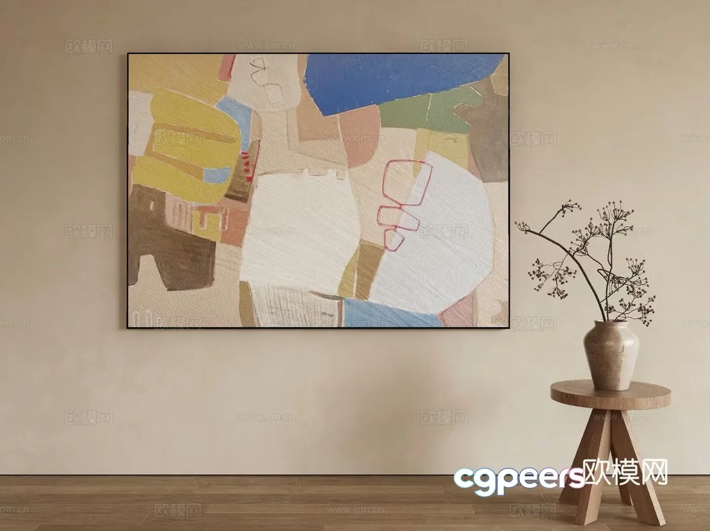 Modern texture painting decorative painting 3d model