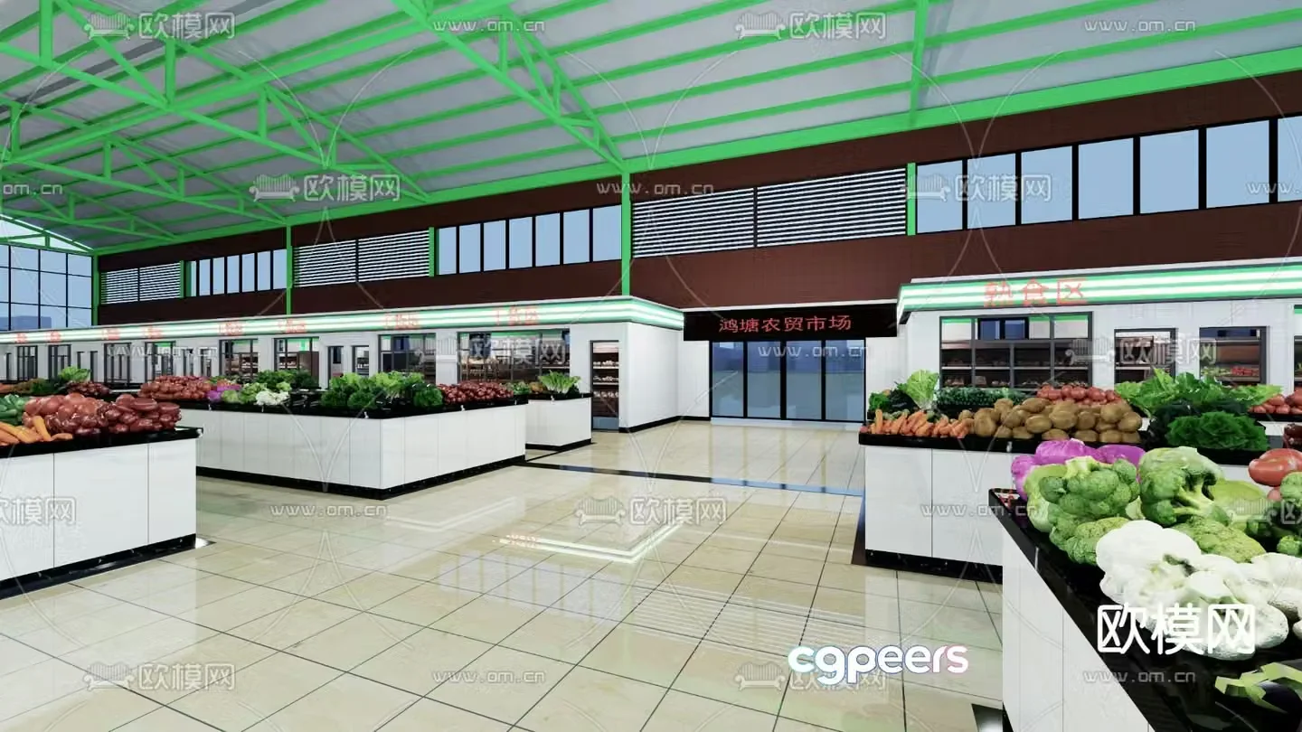 Modern Farmers Market Vegetable Market 3D Model