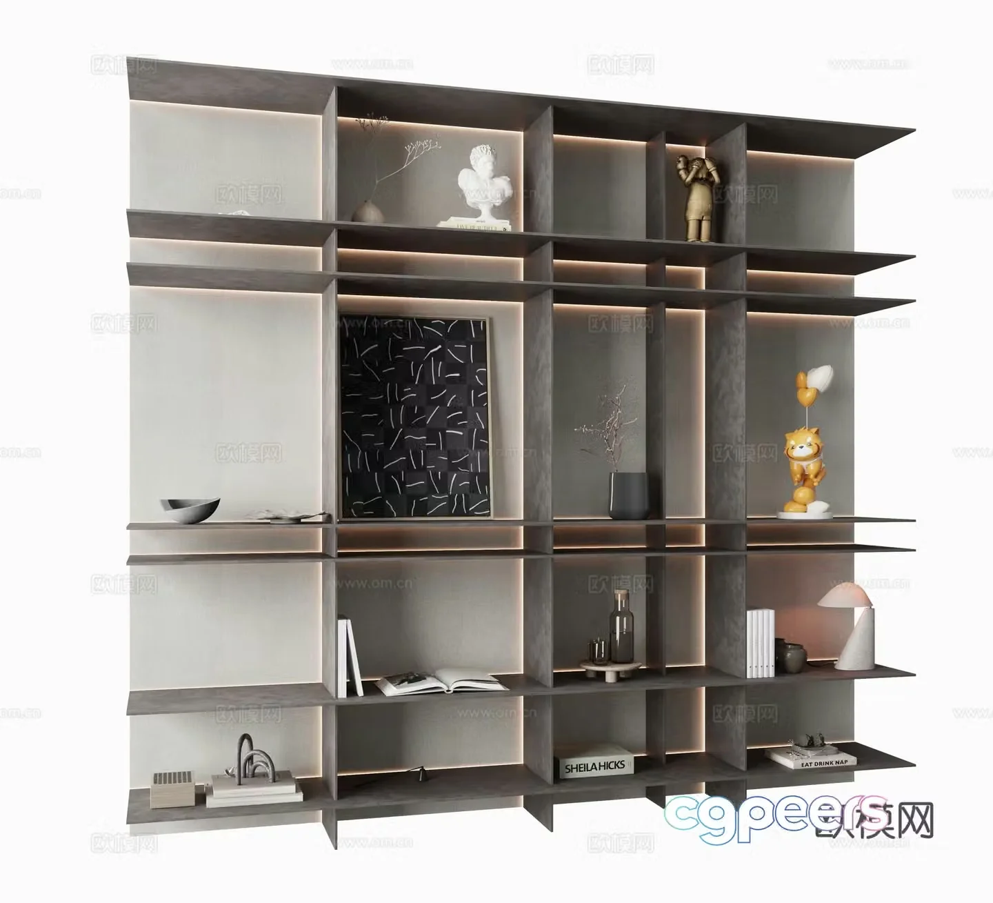 Italian bookcase wall hanging bookshelf 3D model