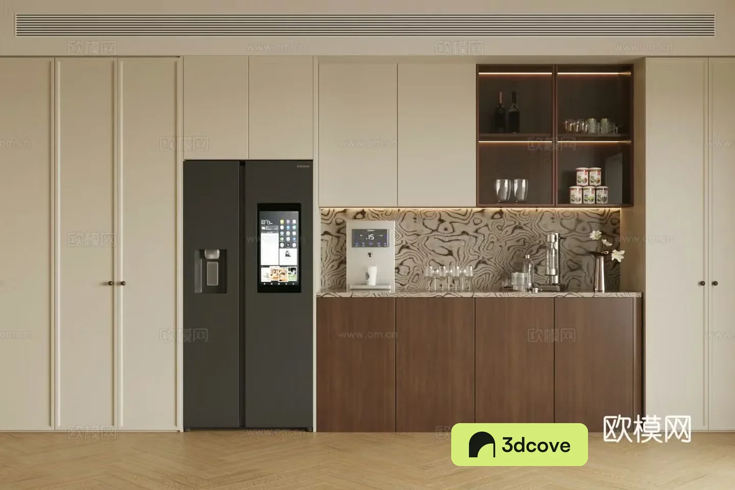 Medium cream sideboard Medium style sideboard Retro style sideboard Sideboard ornaments Cabinet 3D model