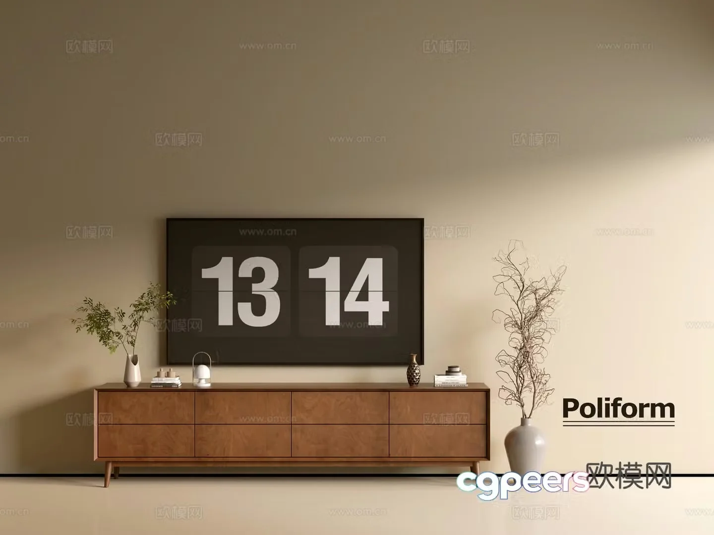 Modern wood grain TV cabinet simple side cabinet chest of drawers low cabinet whole cabinet side cabinet balcony 3D model