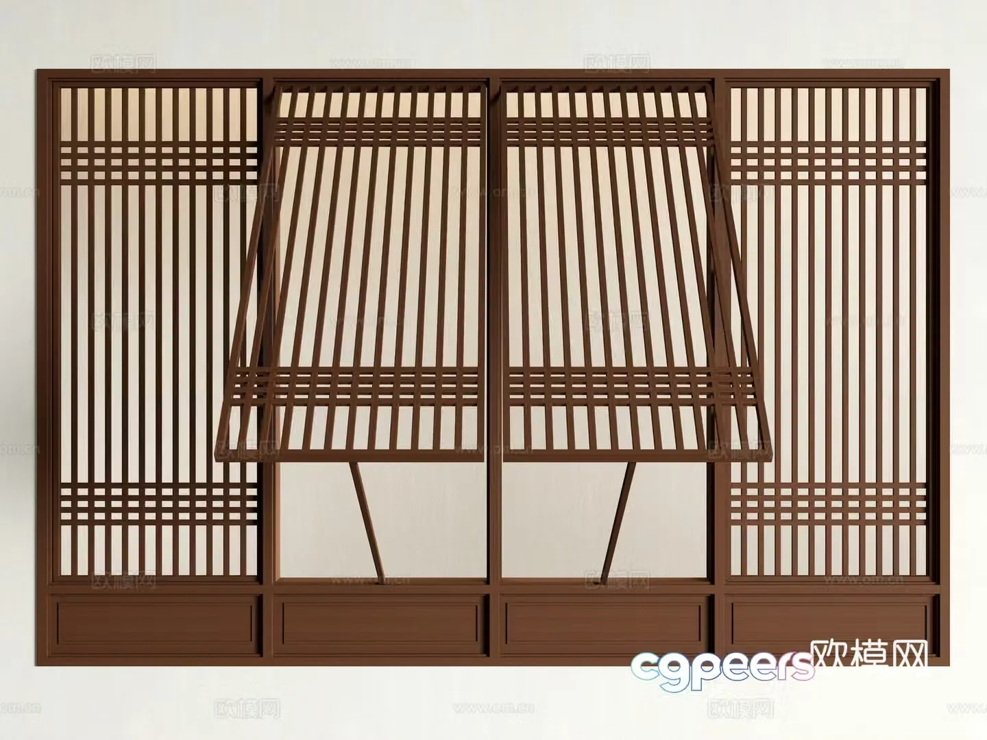 Chinese style folding window Teahouse folding window Flip up window Sliding window 3D model