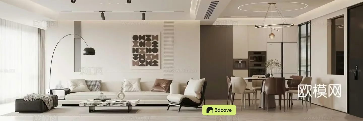 Modern living and dining room Modern living and dining room Cream style Login