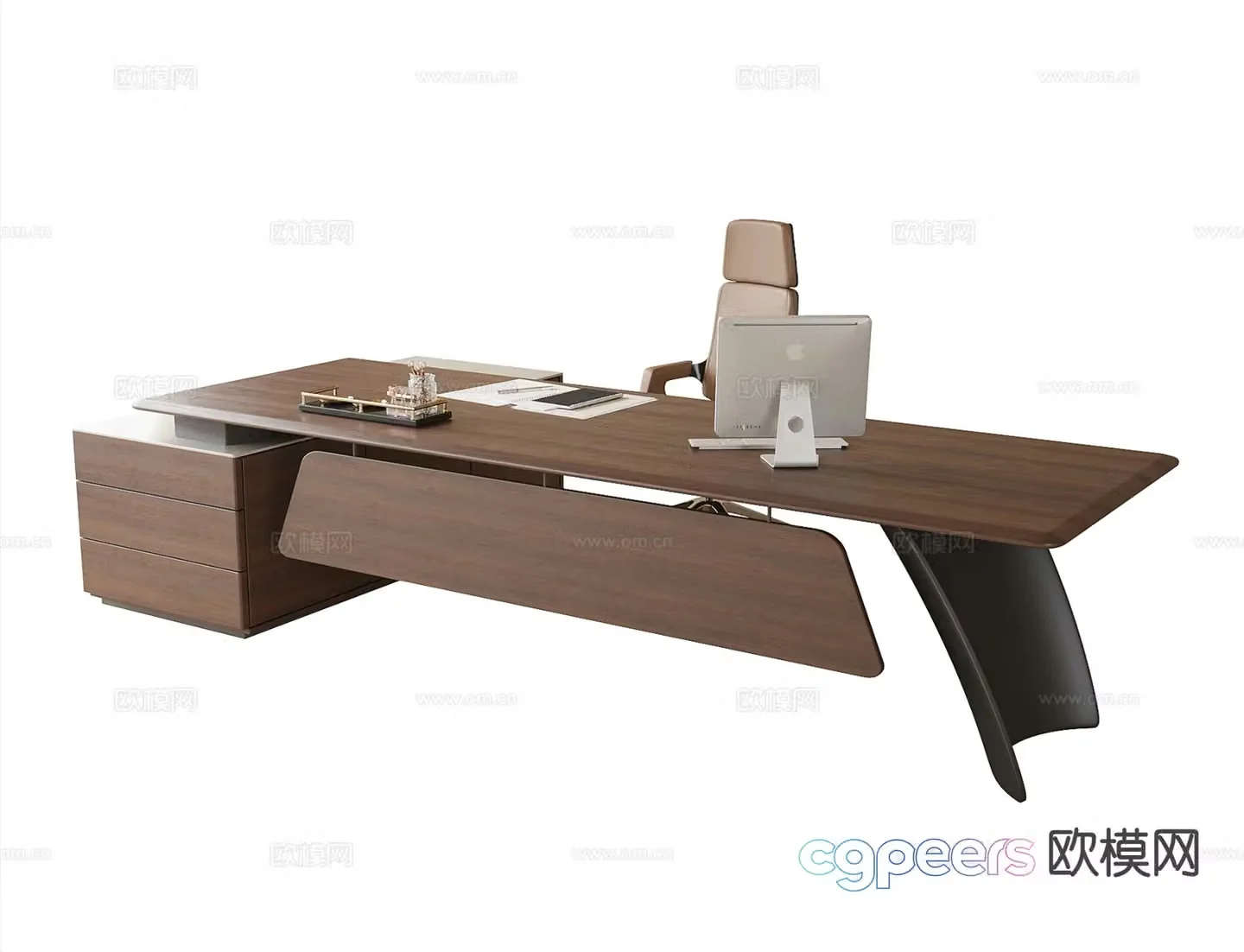 Modern boss office chair manager desk desk desk 3d model