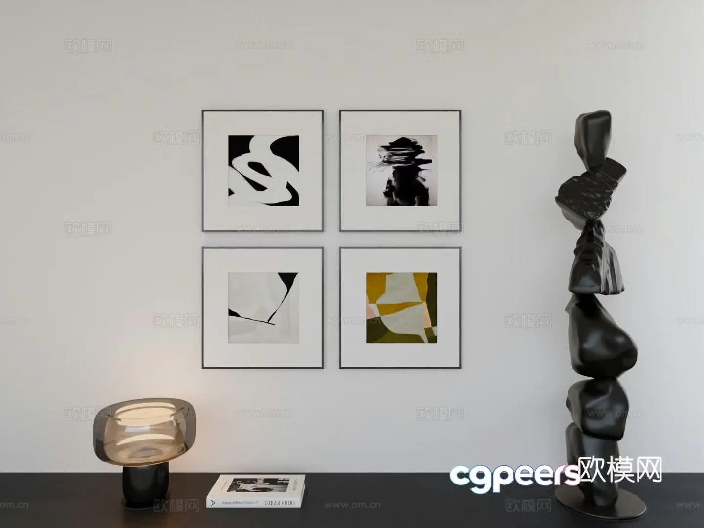 Modern minimalist hanging painting minimalist array hanging painting 3D model