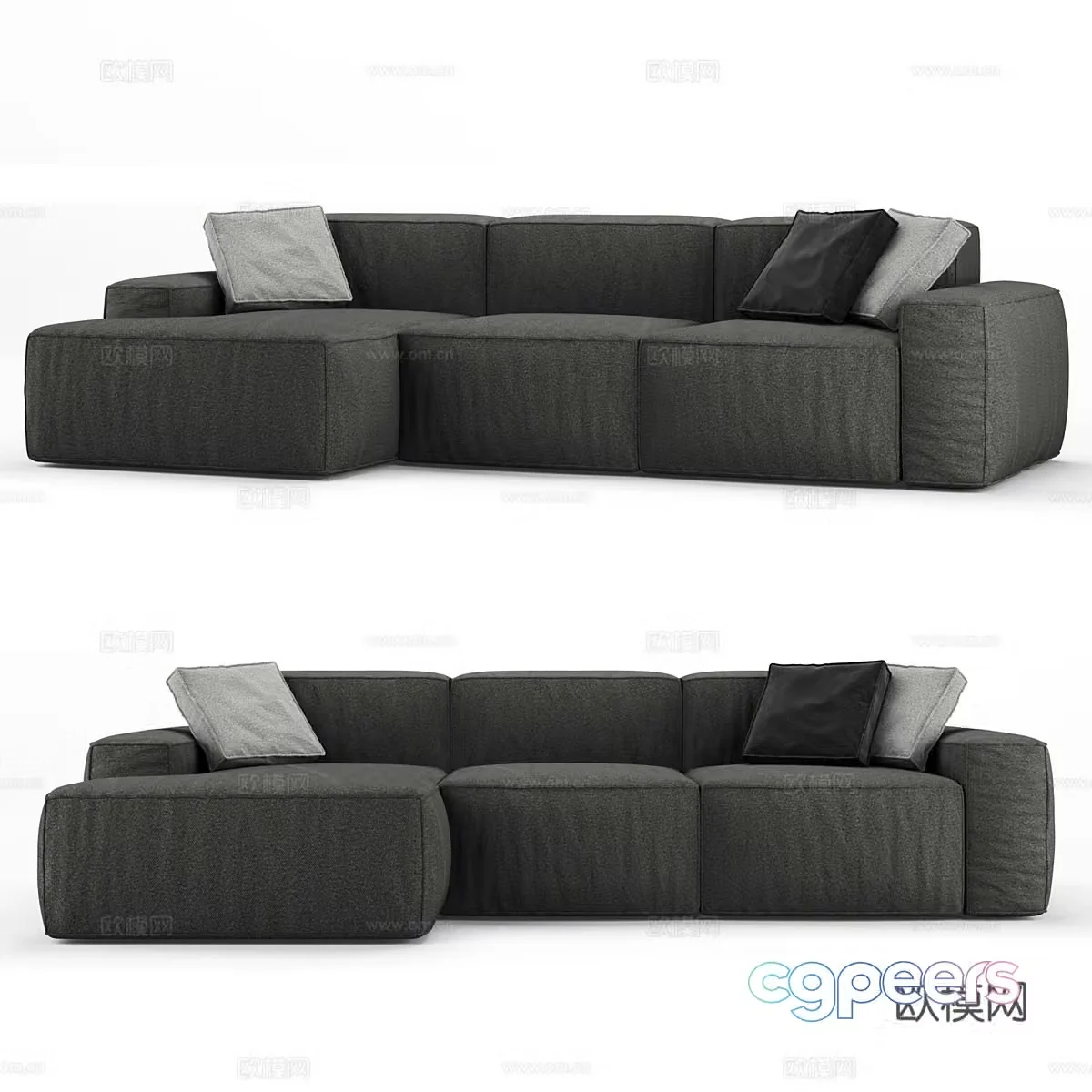 Modern corner sofa multi-person sofa 3d model