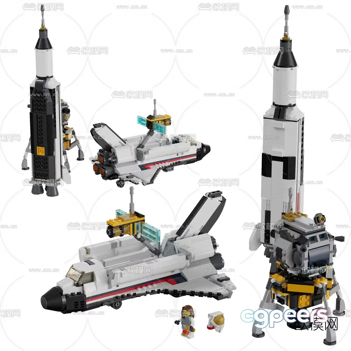Modern building block space shuttle toy 3d model