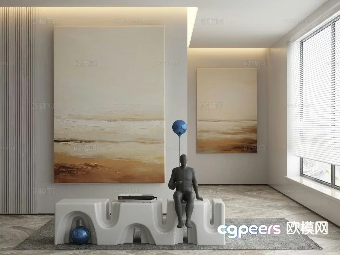 Modern decorative painting texture painting abstract painting 3d model