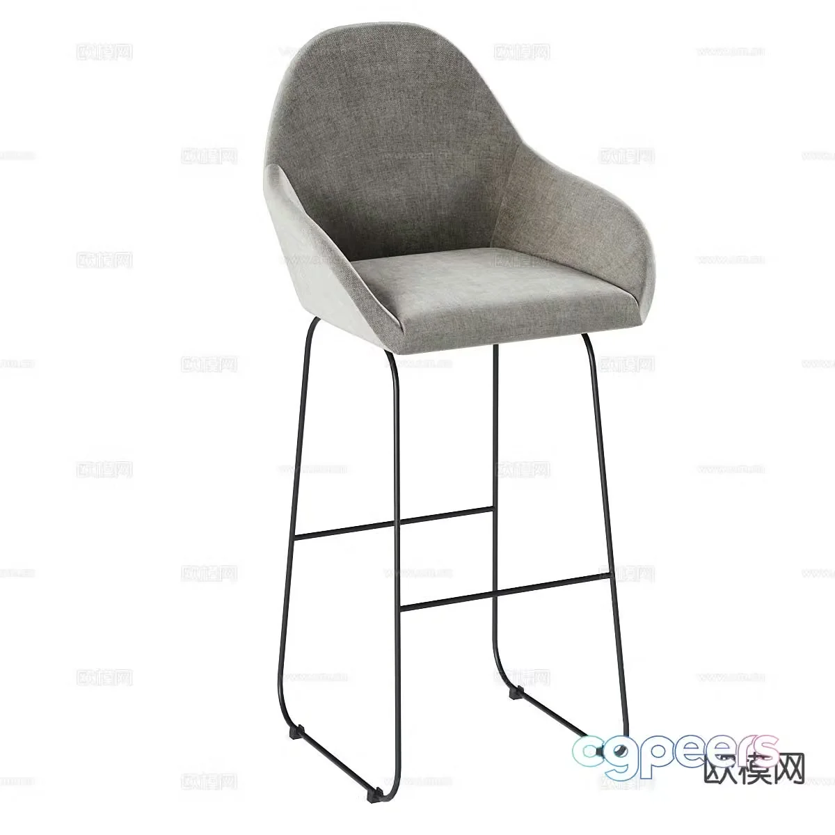 Nordic bar stool bar stool high stool 3d model