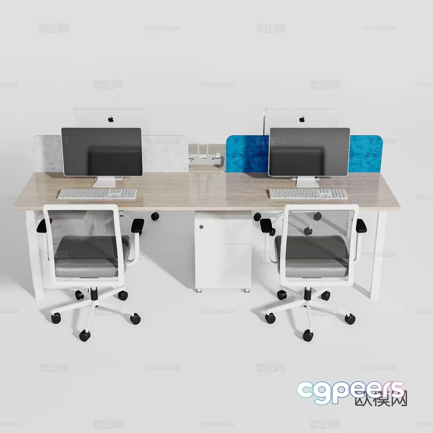Card space desk work station post 3d model