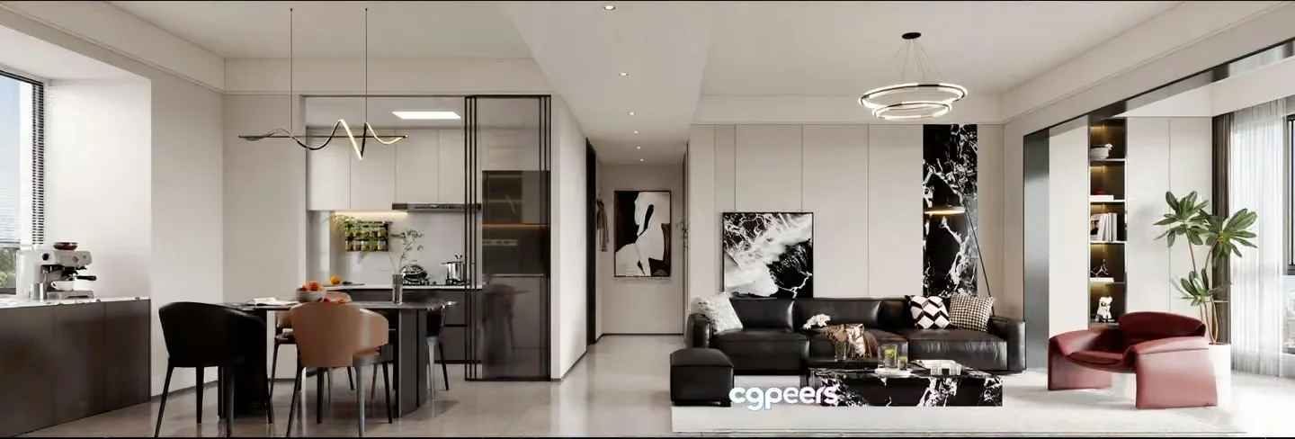 Modern Living Room 3D Model – 15880 – CORONA Render