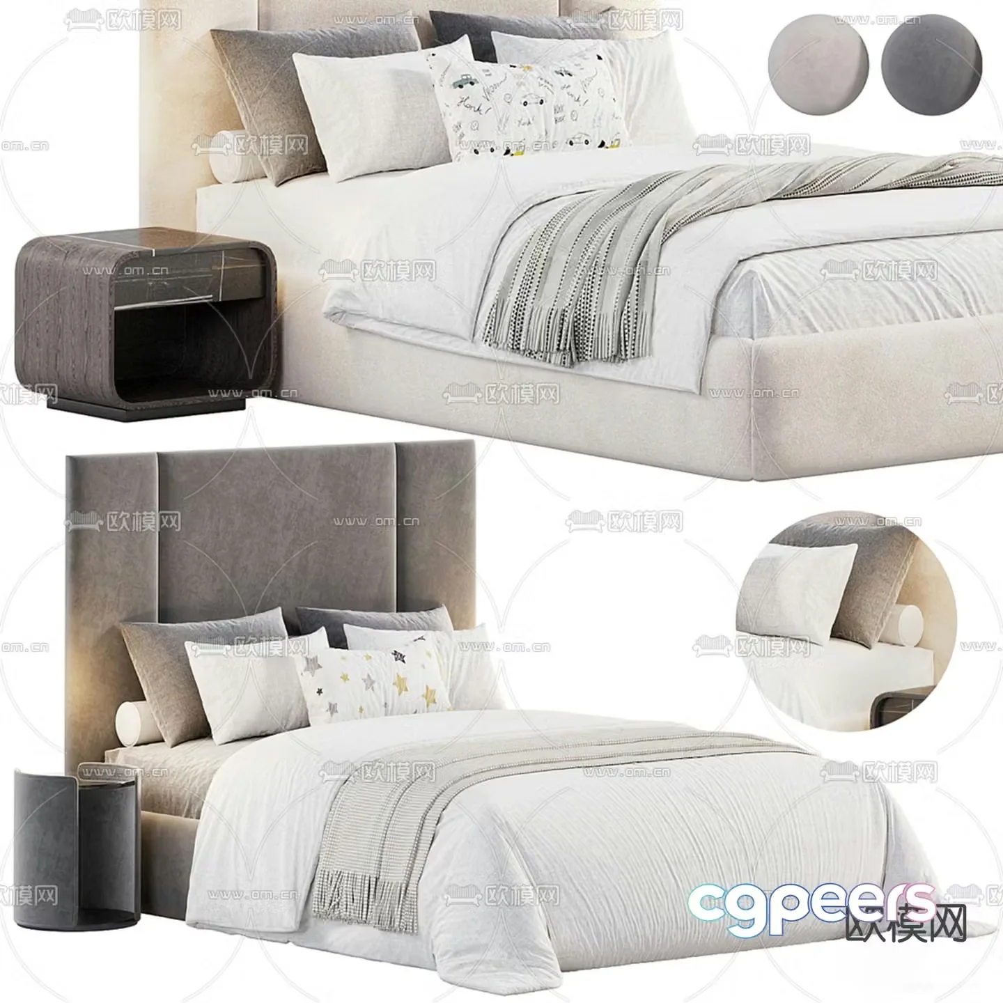 Modern double bed 3d model